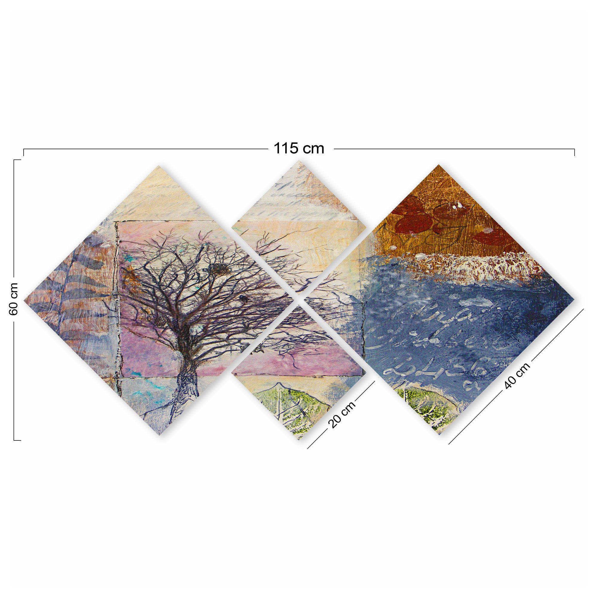 Conjunto Decorativo MDF Multicolor 4 Peças - Impressão UV Premium para Parede