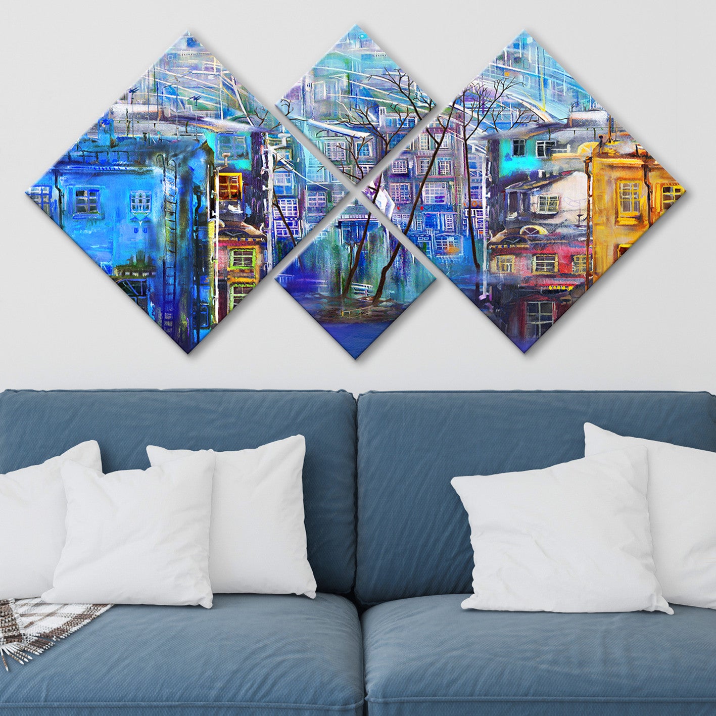 Conjunto Decorativo MDF Multicolor 4 Peças - Impressão UV Premium para Parede