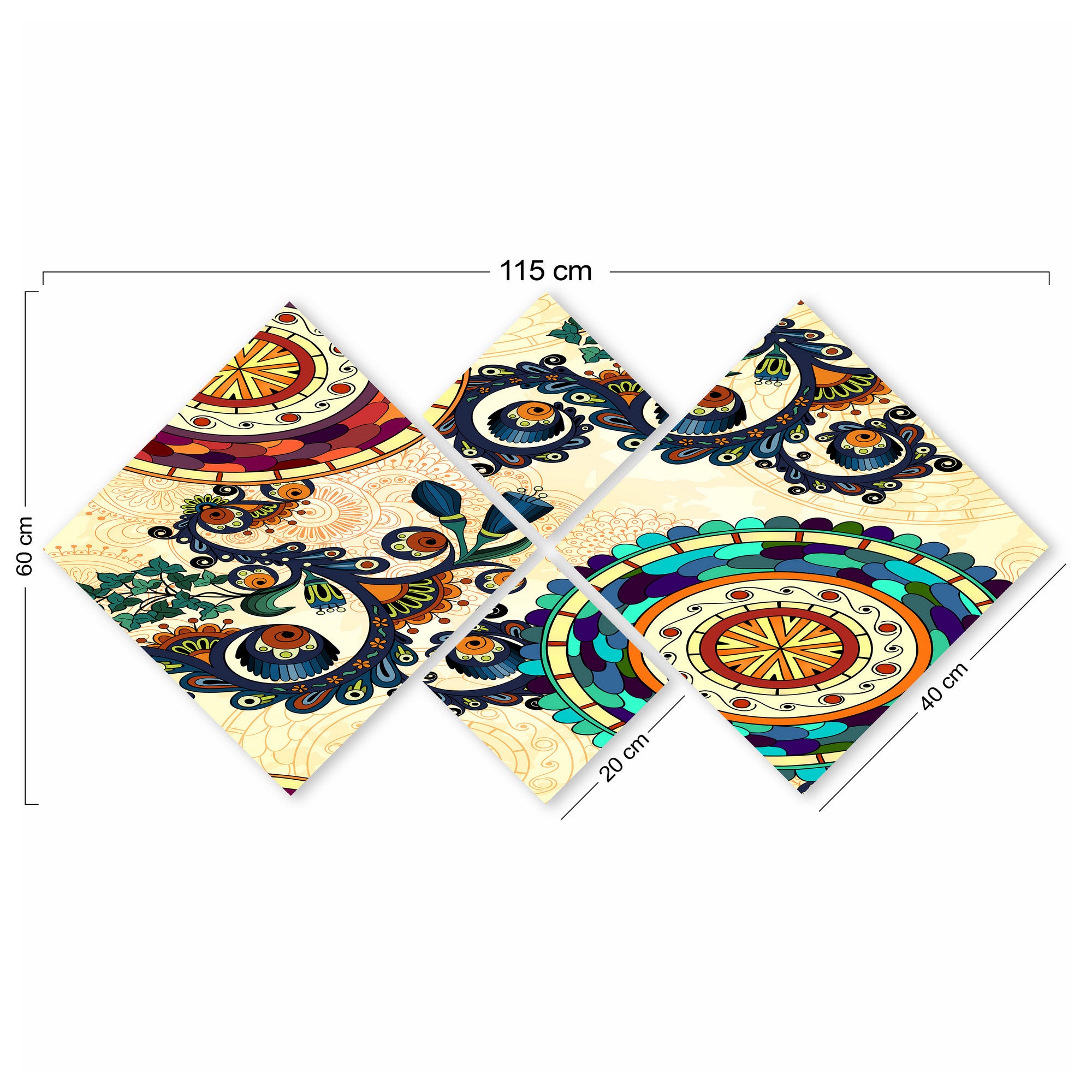 Conjunto Decorativo MDF Multicolor 4 Peças - Impressão UV Premium para Parede