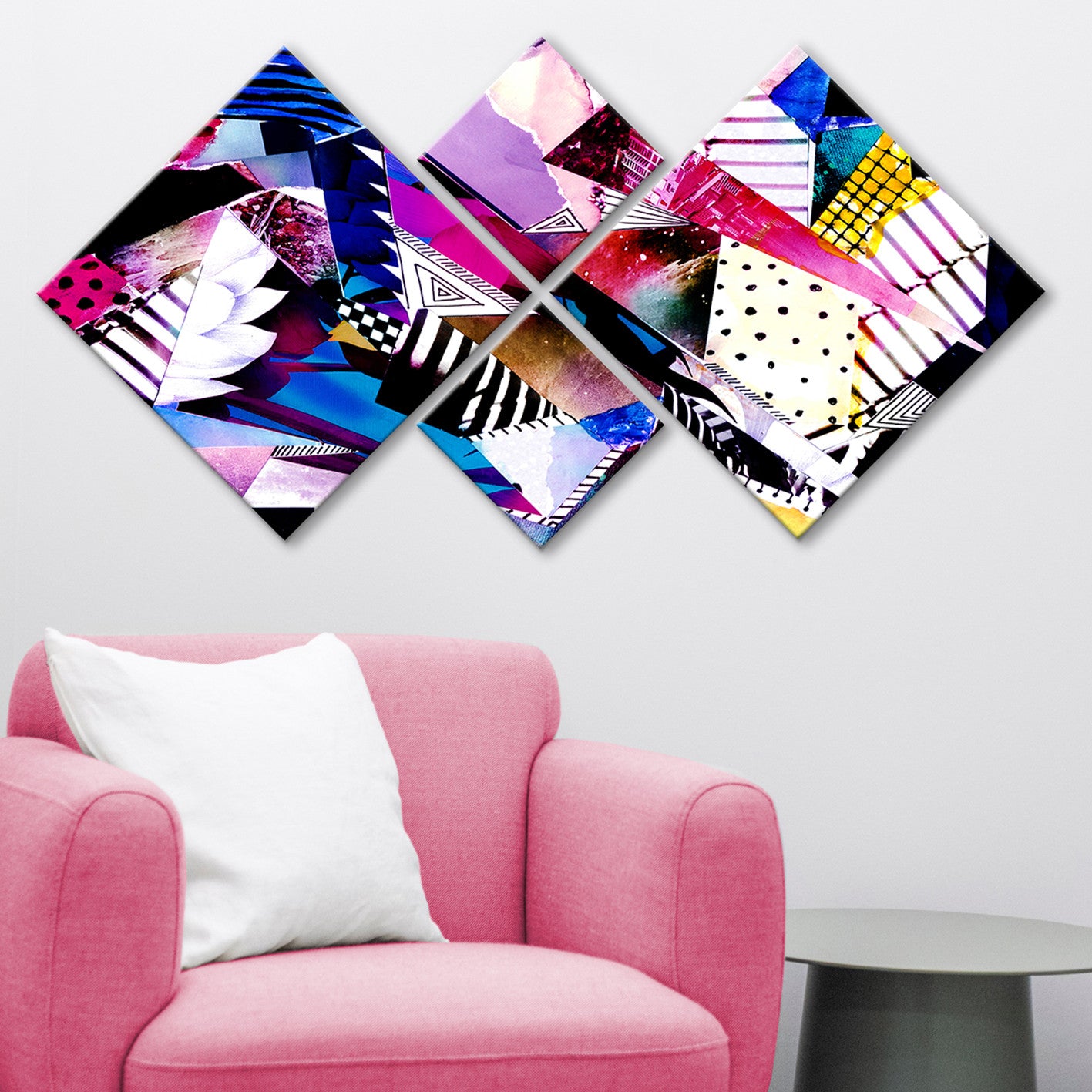 Conjunto Decorativo MDF Multicolor 4 Peças - Impressão UV Premium para Parede