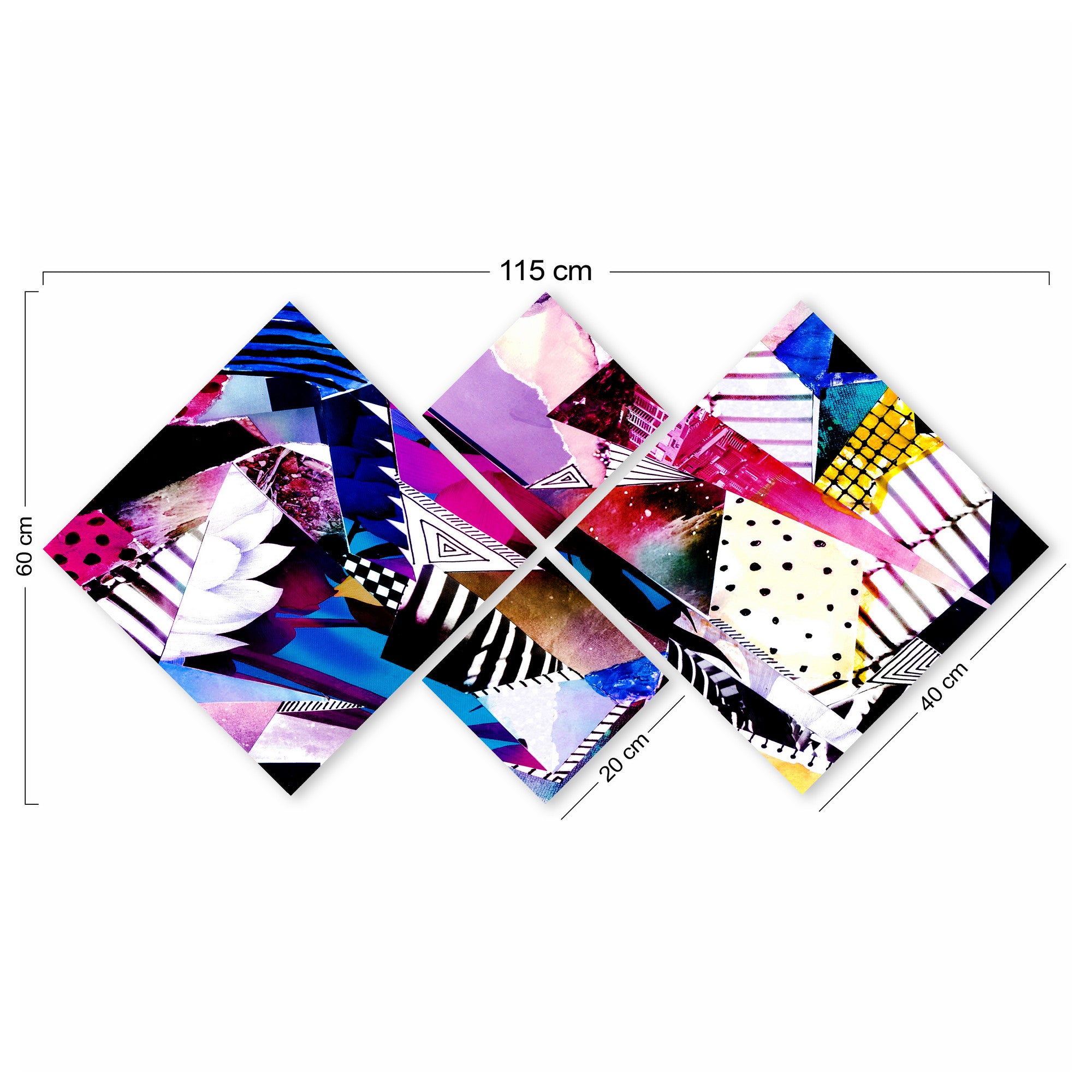 Conjunto Decorativo MDF Multicolor 4 Peças - Impressão UV Premium para Parede