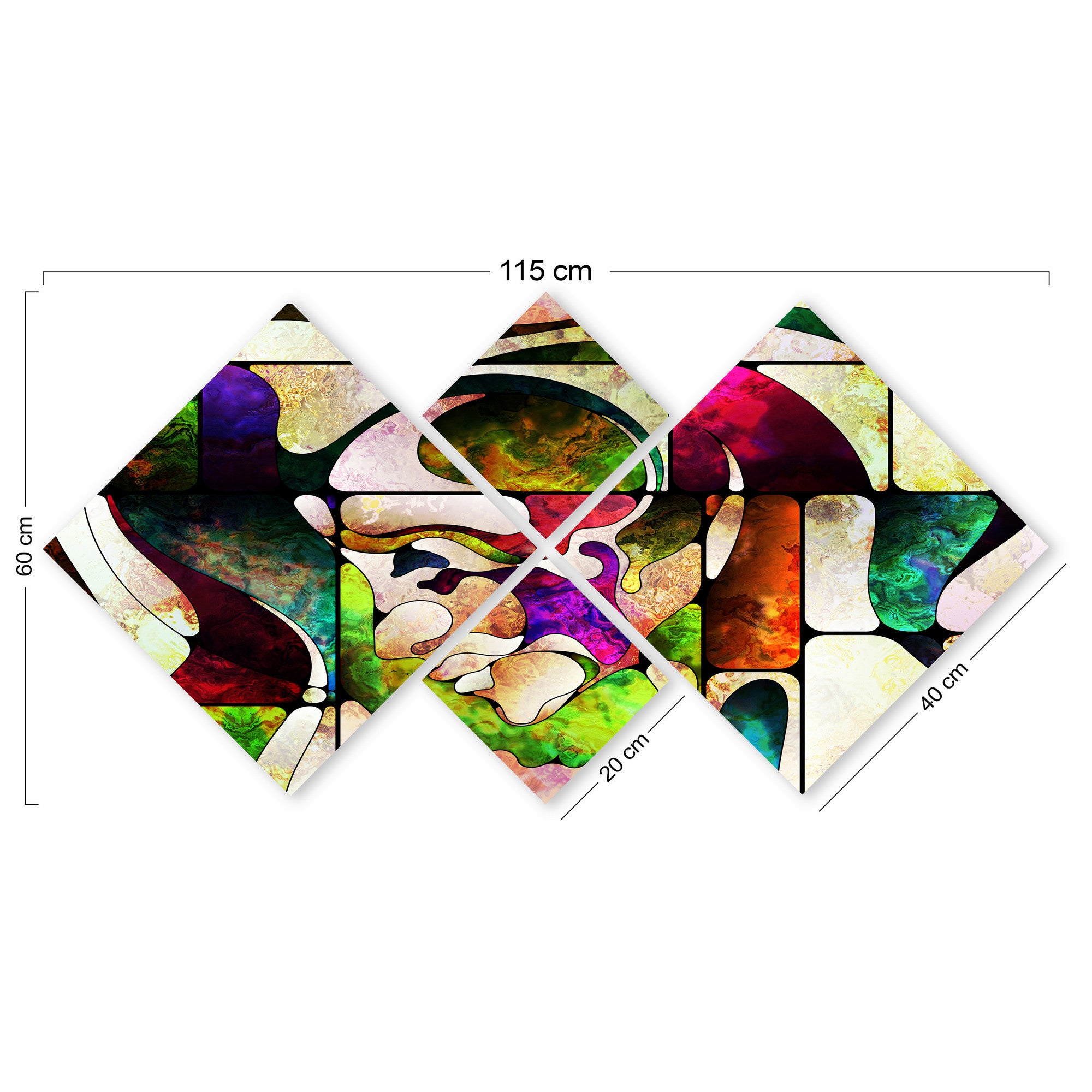 Conjunto Decorativo MDF Multicolor 4 Peças - Impressão UV Premium para Parede