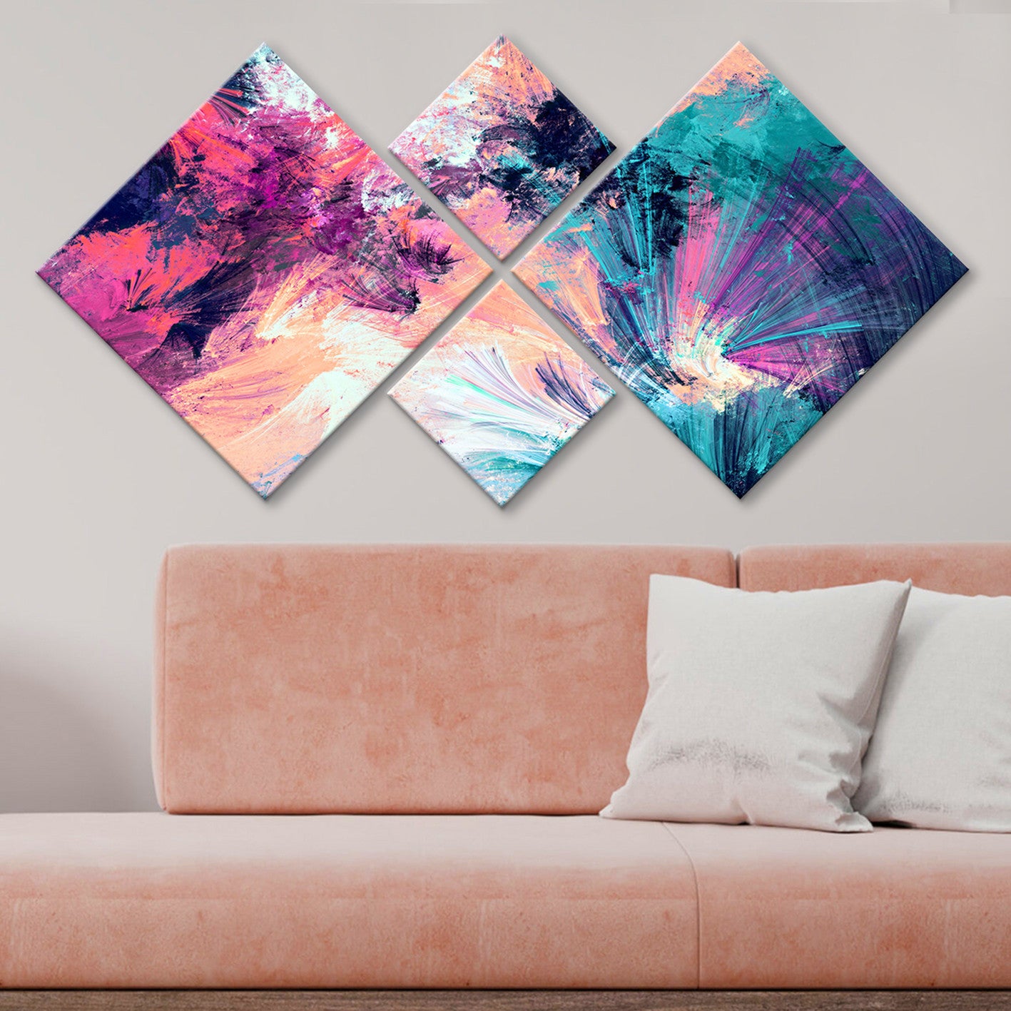 Conjunto Decorativo MDF Multicolor 4 Peças - Impressão UV Premium para Parede