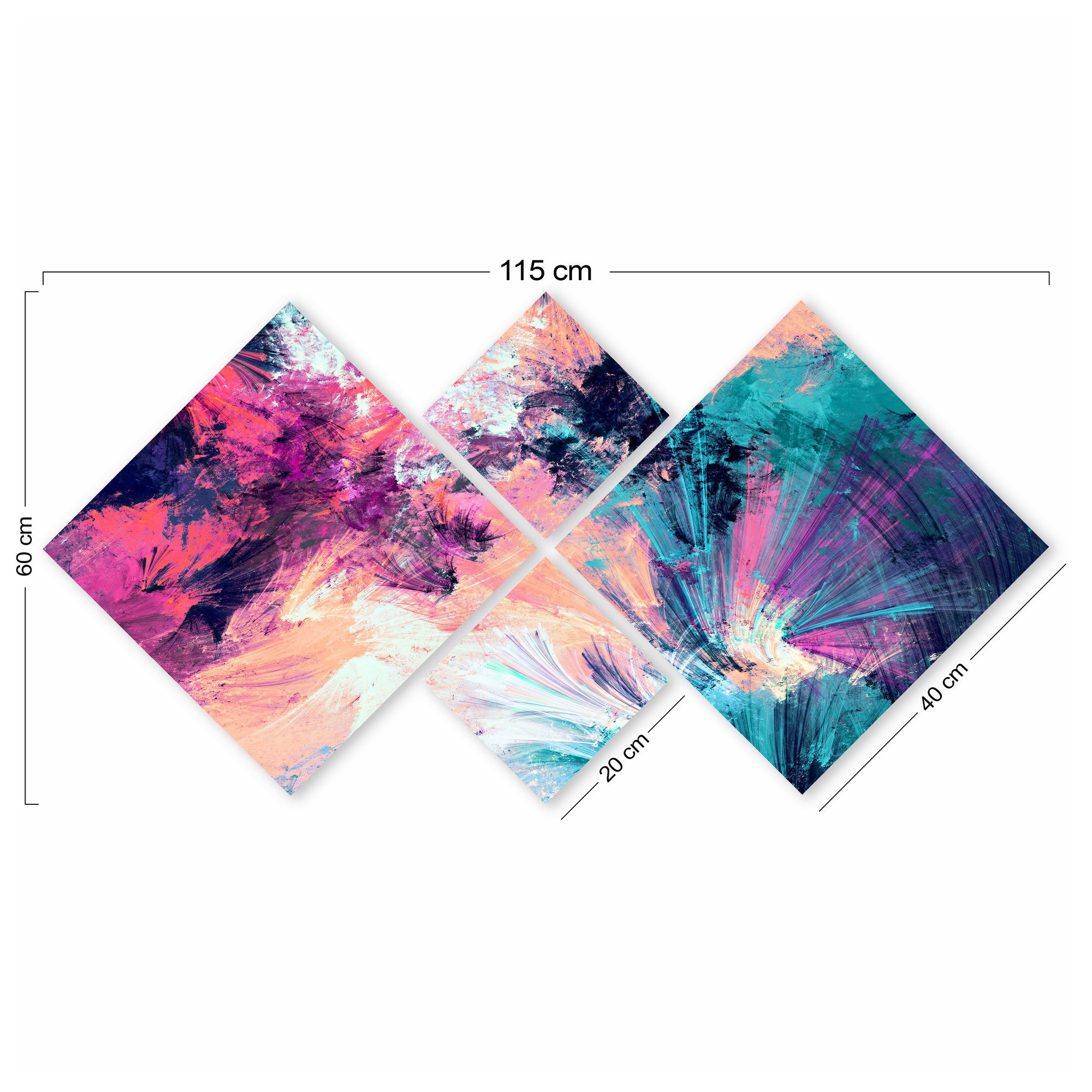 Conjunto Decorativo MDF Multicolor 4 Peças - Impressão UV Premium para Parede