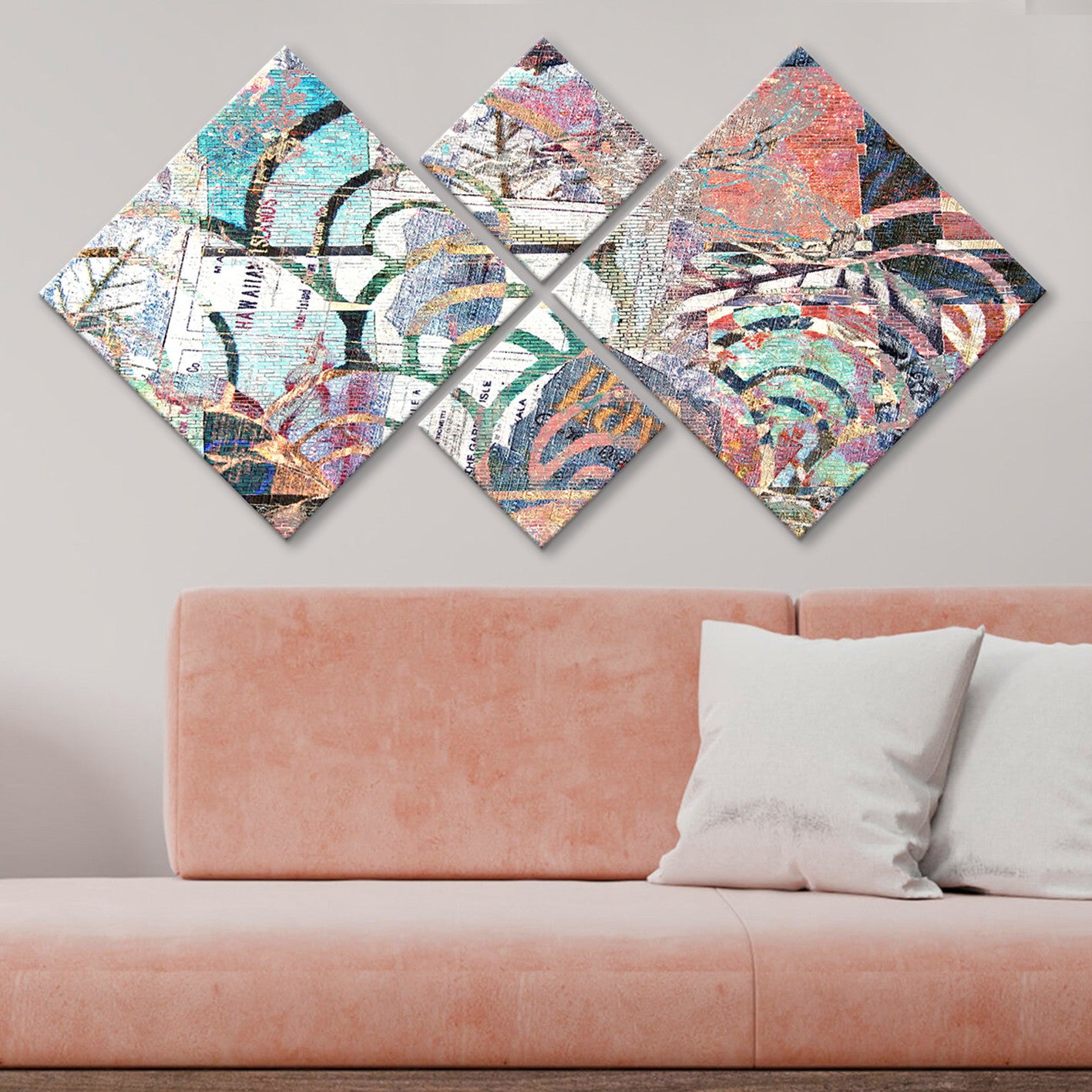 Conjunto Decorativo MDF Multicolor 4 Peças - Impressão UV Premium para Parede