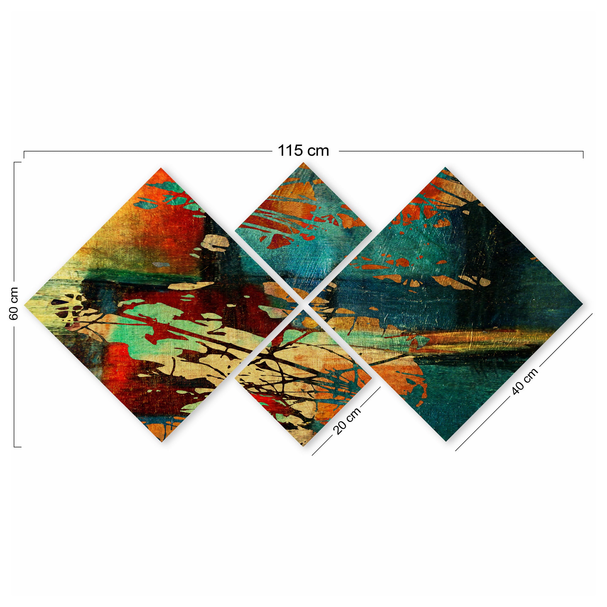 Conjunto Decorativo MDF Multicolor 4 Peças - Impressão UV Premium para Parede