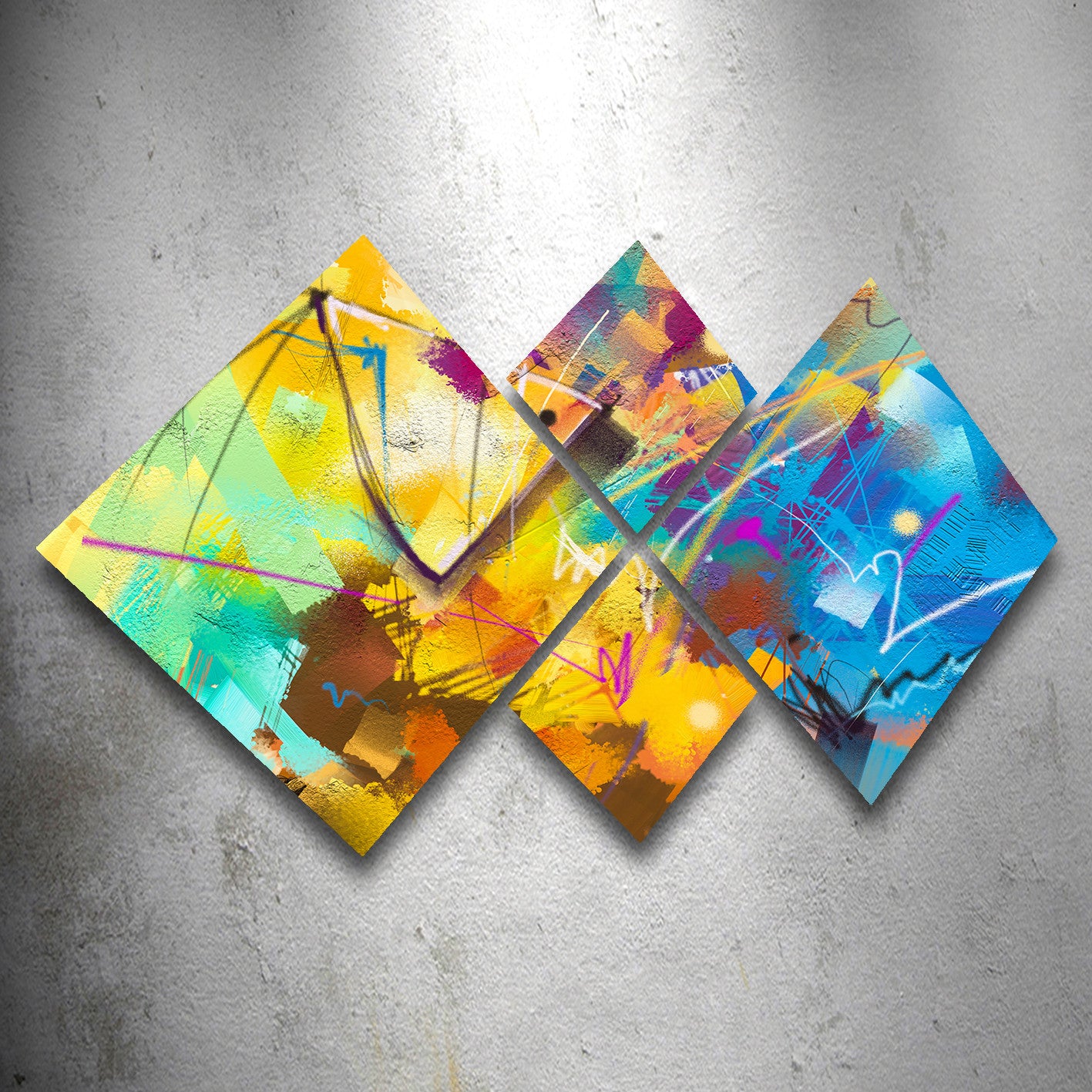 Conjunto Decorativo MDF Multicolor 4 Peças - Impressão UV Premium para Parede