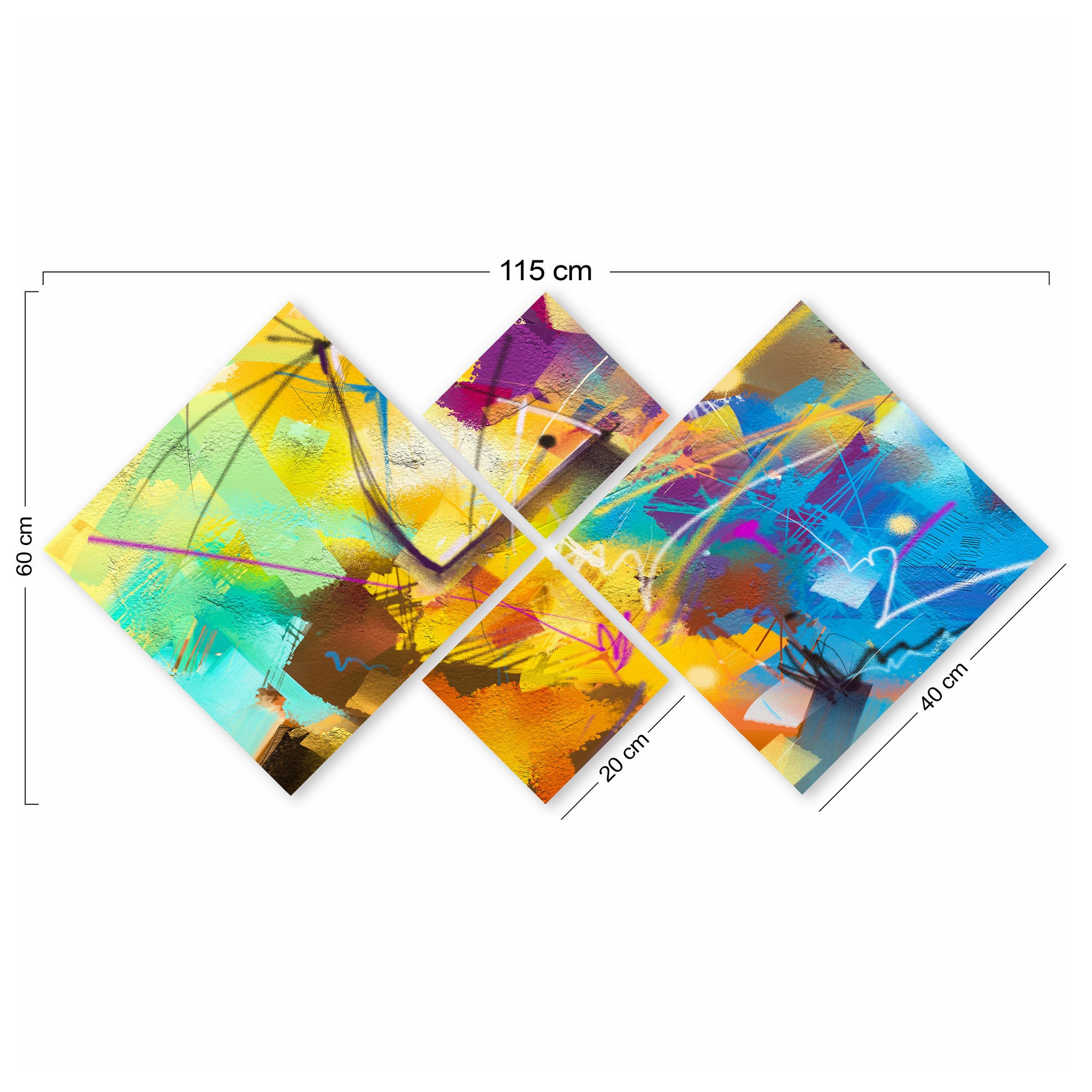 Conjunto Decorativo MDF Multicolor 4 Peças - Impressão UV Premium para Parede