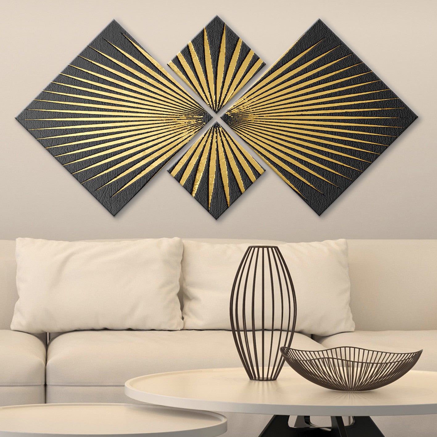 Conjunto Decorativo MDF Multicolor 4 Peças - Impressão UV Premium para Parede