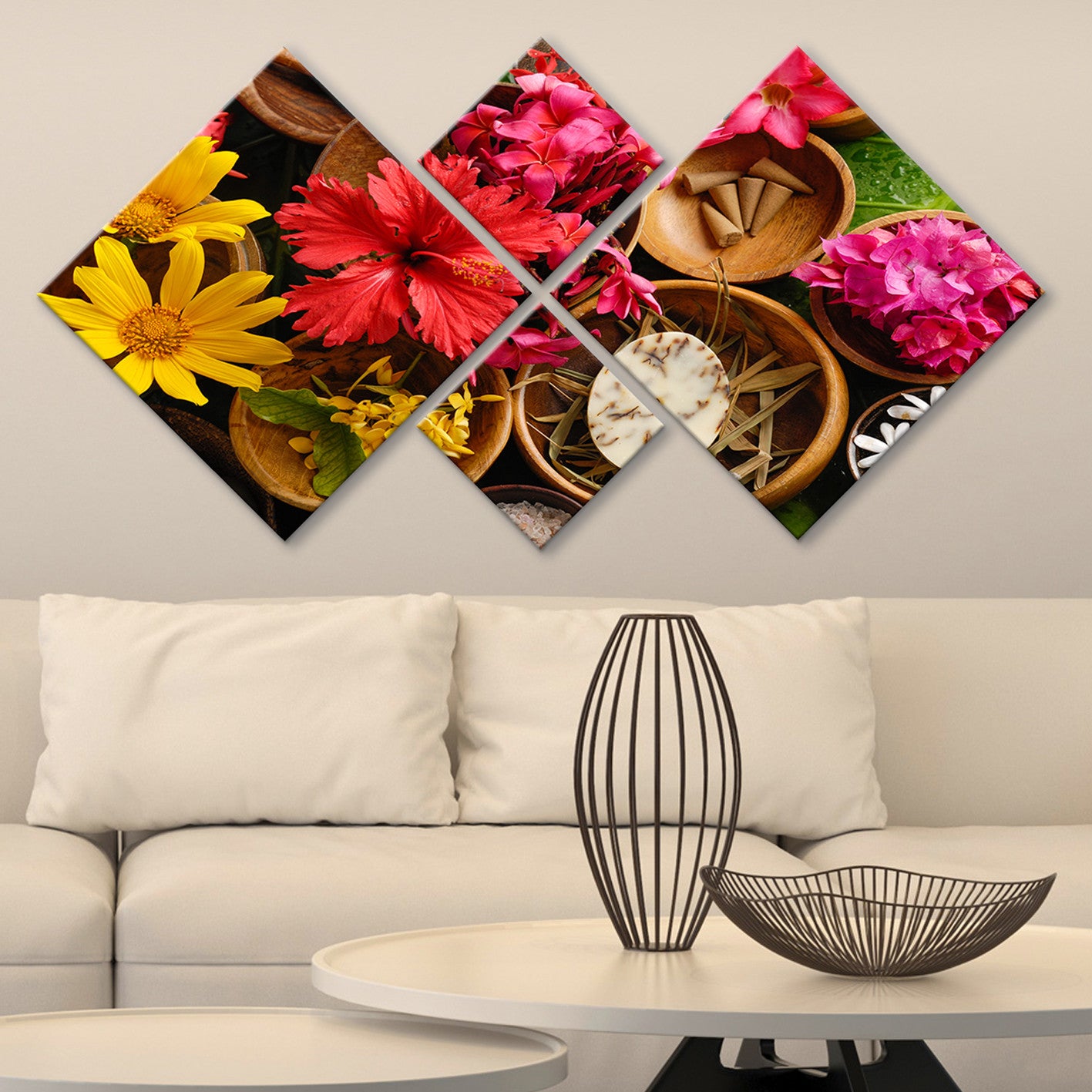 Conjunto Decorativo MDF Multicolor 4 Peças - Impressão UV Premium para Parede