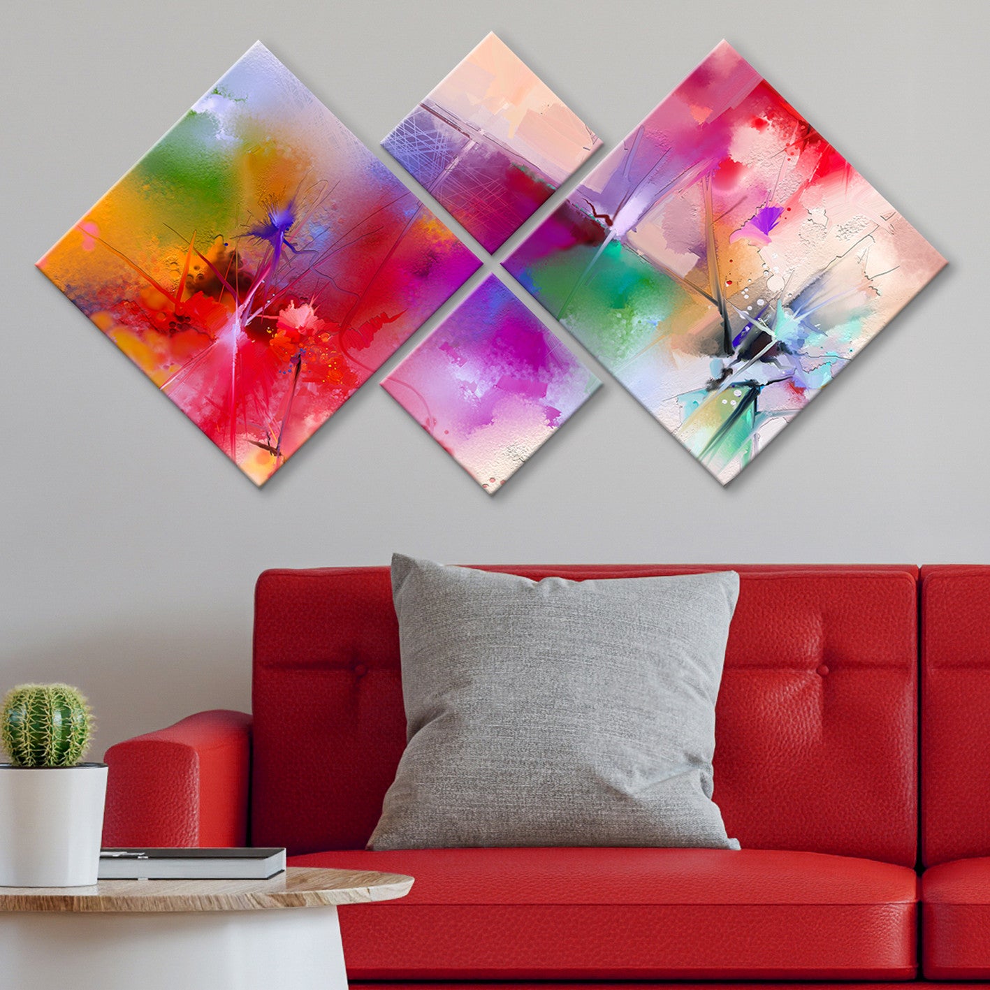 Conjunto Decorativo MDF Multicolor 4 Peças - Impressão UV Premium para Parede