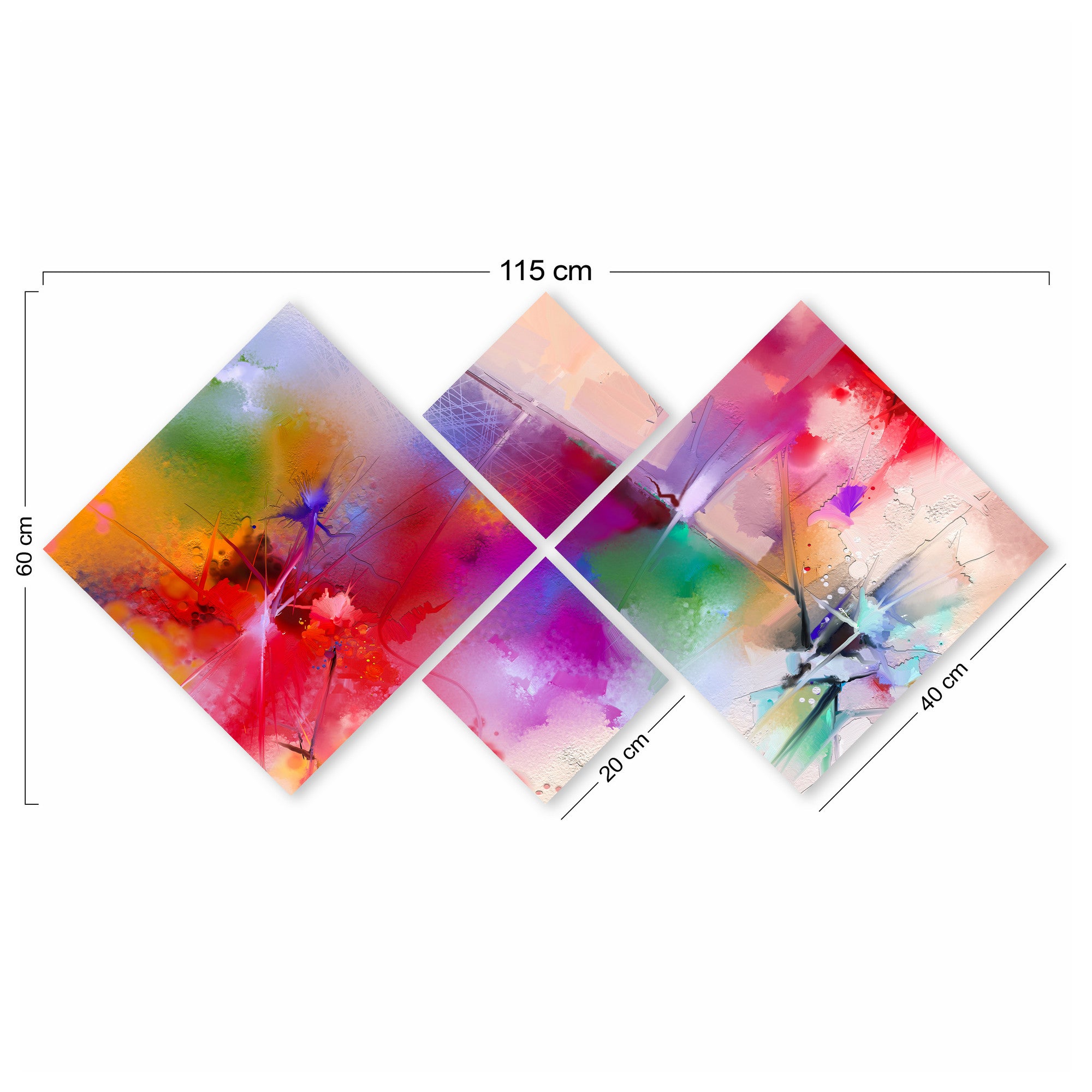 Conjunto Decorativo MDF Multicolor 4 Peças - Impressão UV Premium para Parede