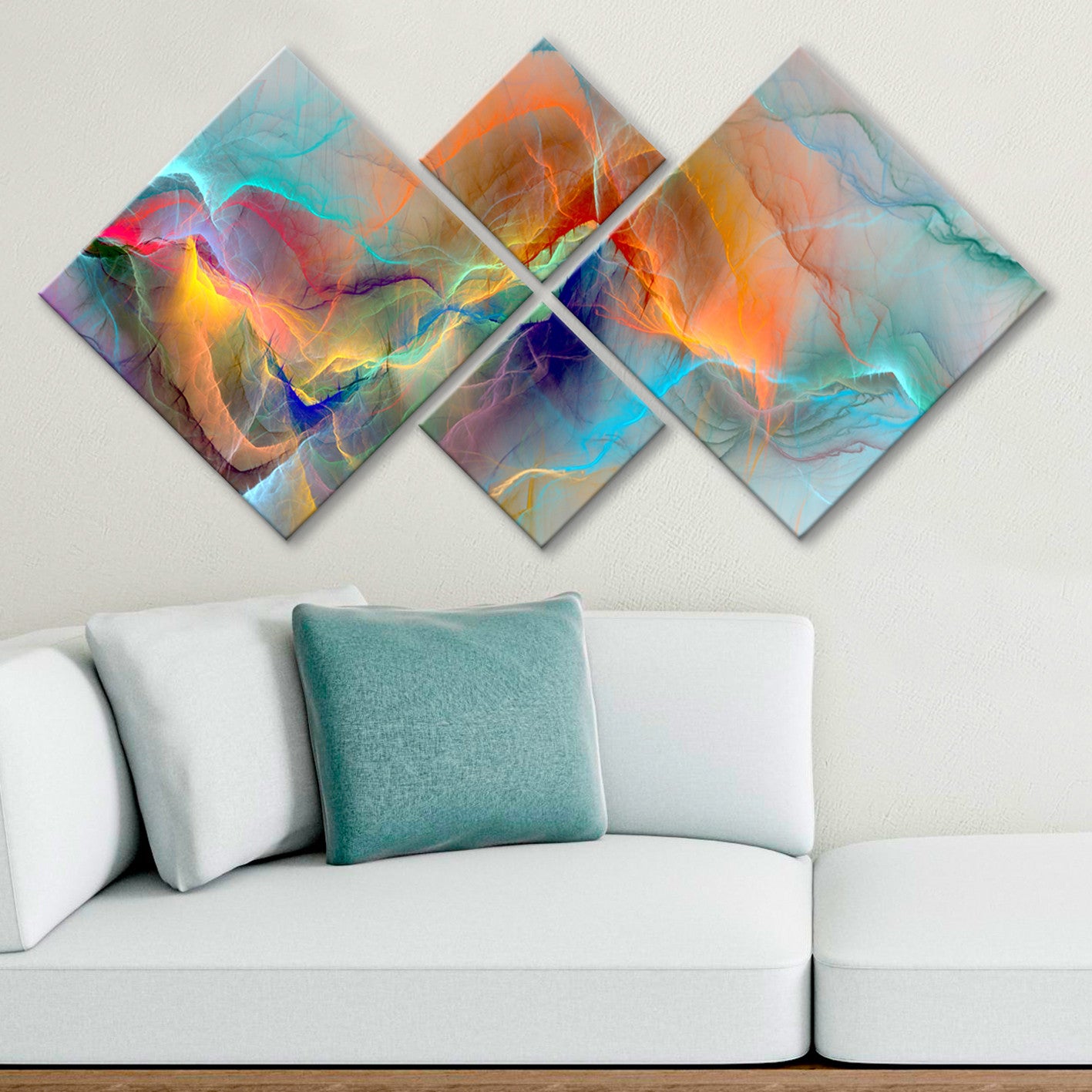 Conjunto Decorativo MDF Multicolor 4 Peças - Impressão UV Premium para Parede