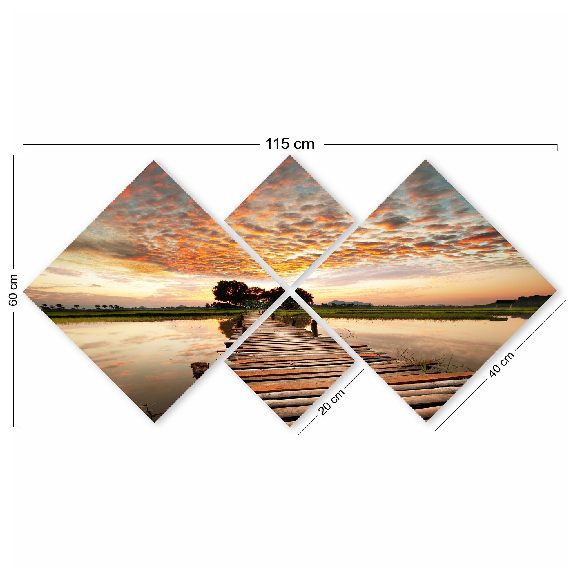 Conjunto Decorativo MDF Multicolor 4 Peças - Impressão UV Premium para Parede