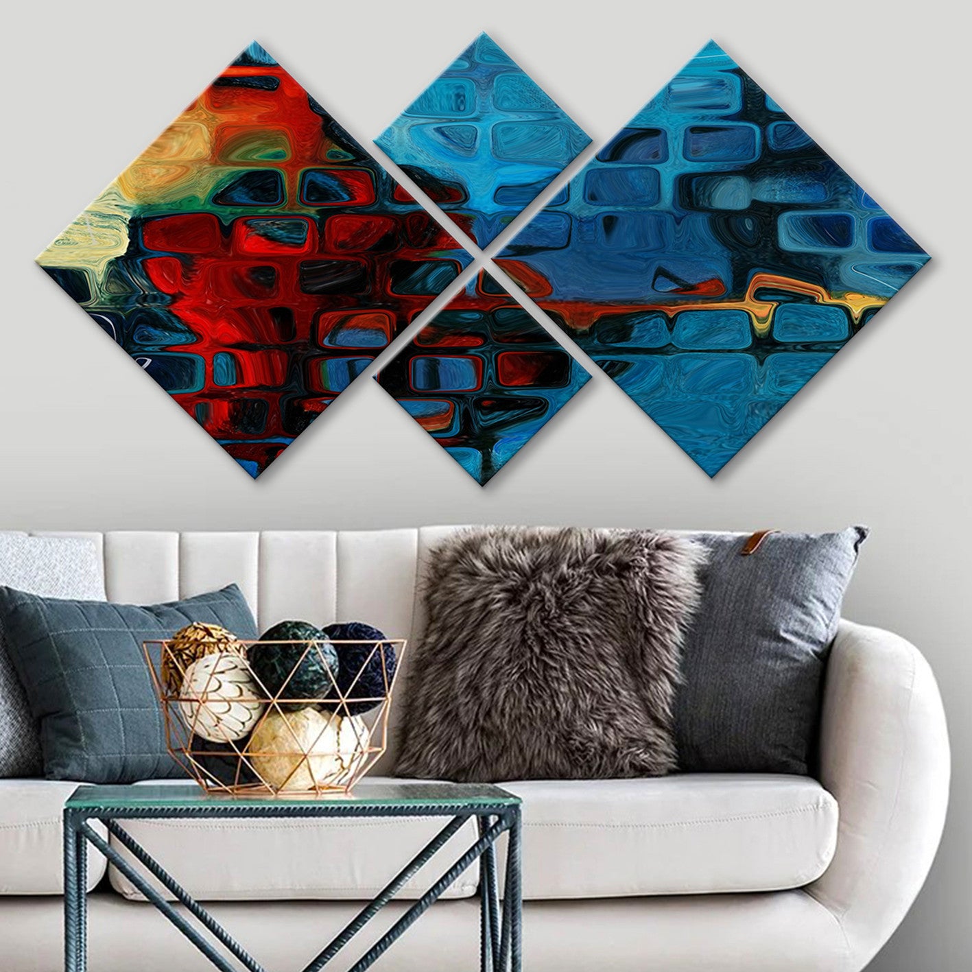 Conjunto Decorativo MDF Multicolor 4 Peças - Impressão UV Premium para Parede