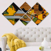 Conjunto Decorativo MDF Multicolor 4 Peças - Impressão UV Premium para Parede