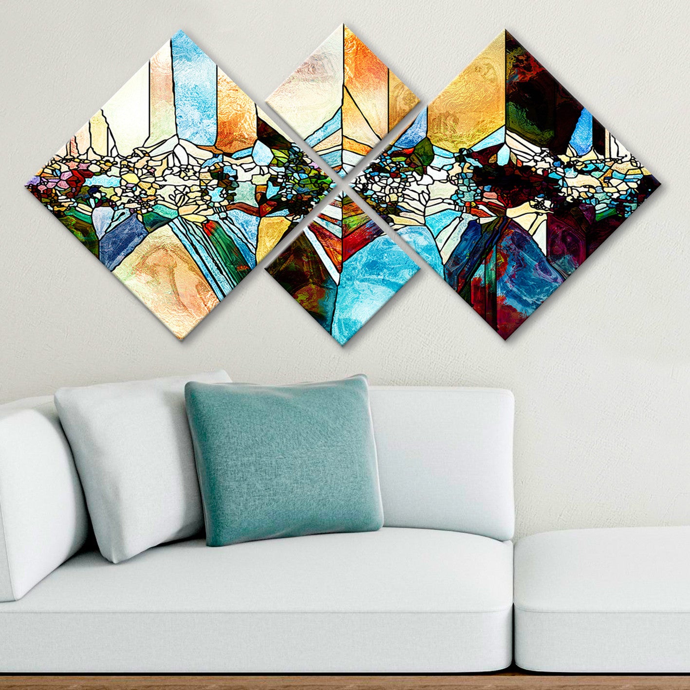 Conjunto Decorativo MDF Multicolor 4 Peças - Impressão UV Premium para Parede