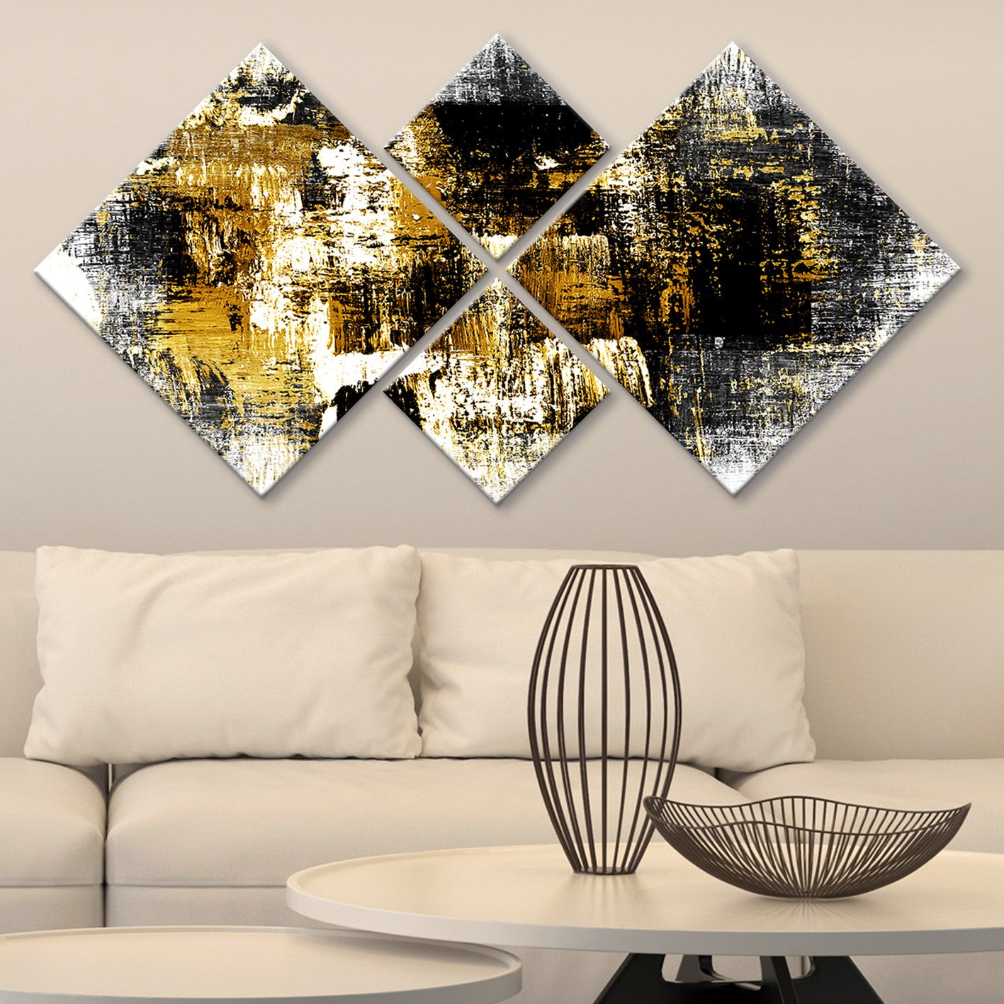 Conjunto Decorativo MDF Multicolor 4 Peças - Impressão UV Premium para Parede