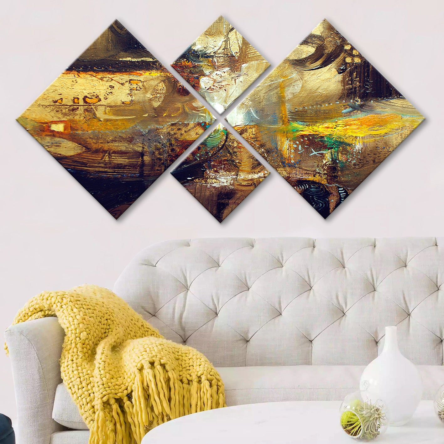 Conjunto Decorativo MDF Multicolor 4 Peças - Impressão UV Premium para Parede