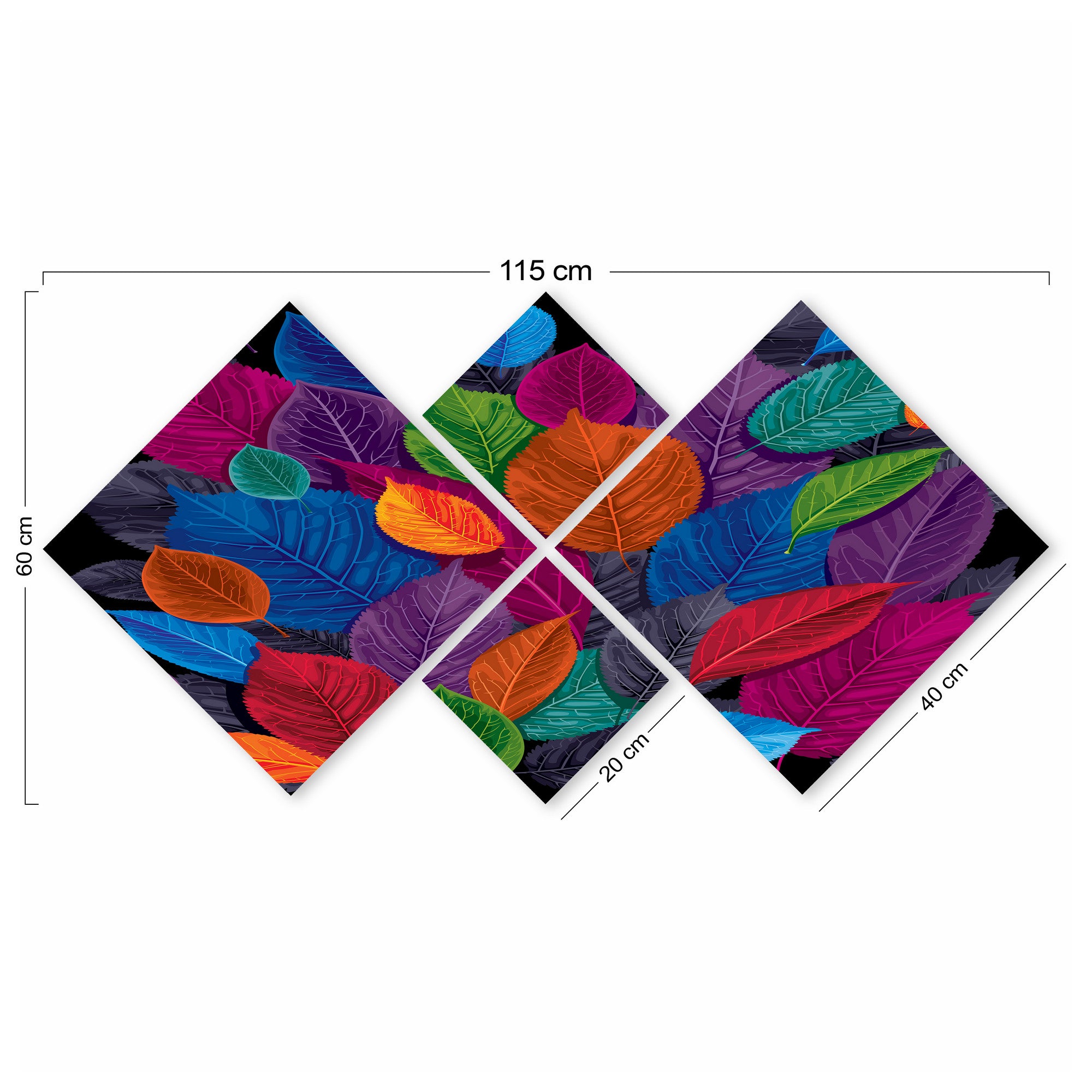 Conjunto Decorativo MDF Multicolor 4 Peças - Impressão UV Premium para Parede