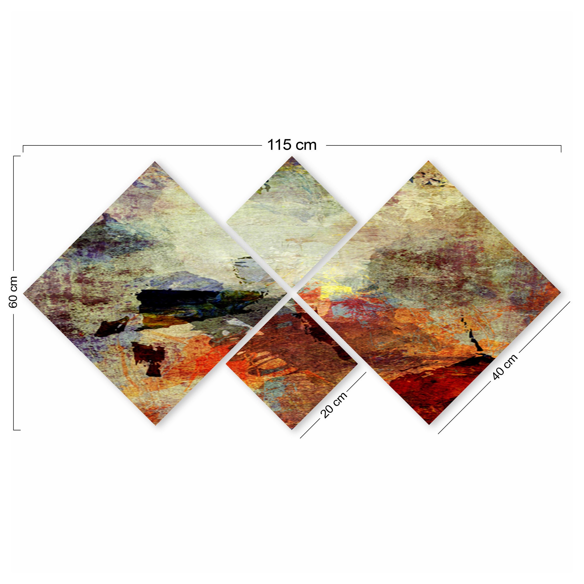 Conjunto Decorativo MDF Multicolor 4 Peças - Impressão UV Premium para Parede