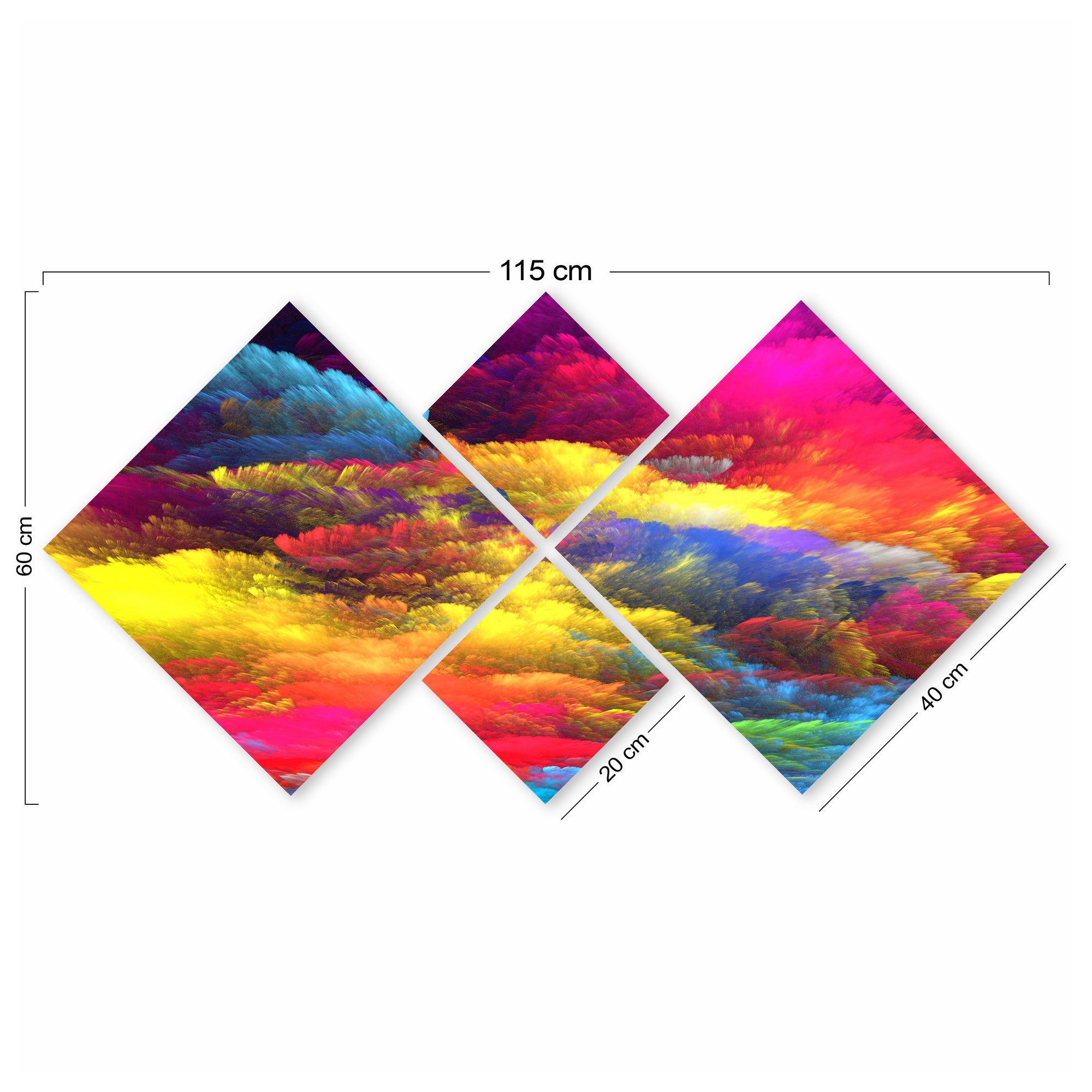 Conjunto Decorativo MDF Multicolor 4 Peças - Impressão UV Premium para Parede