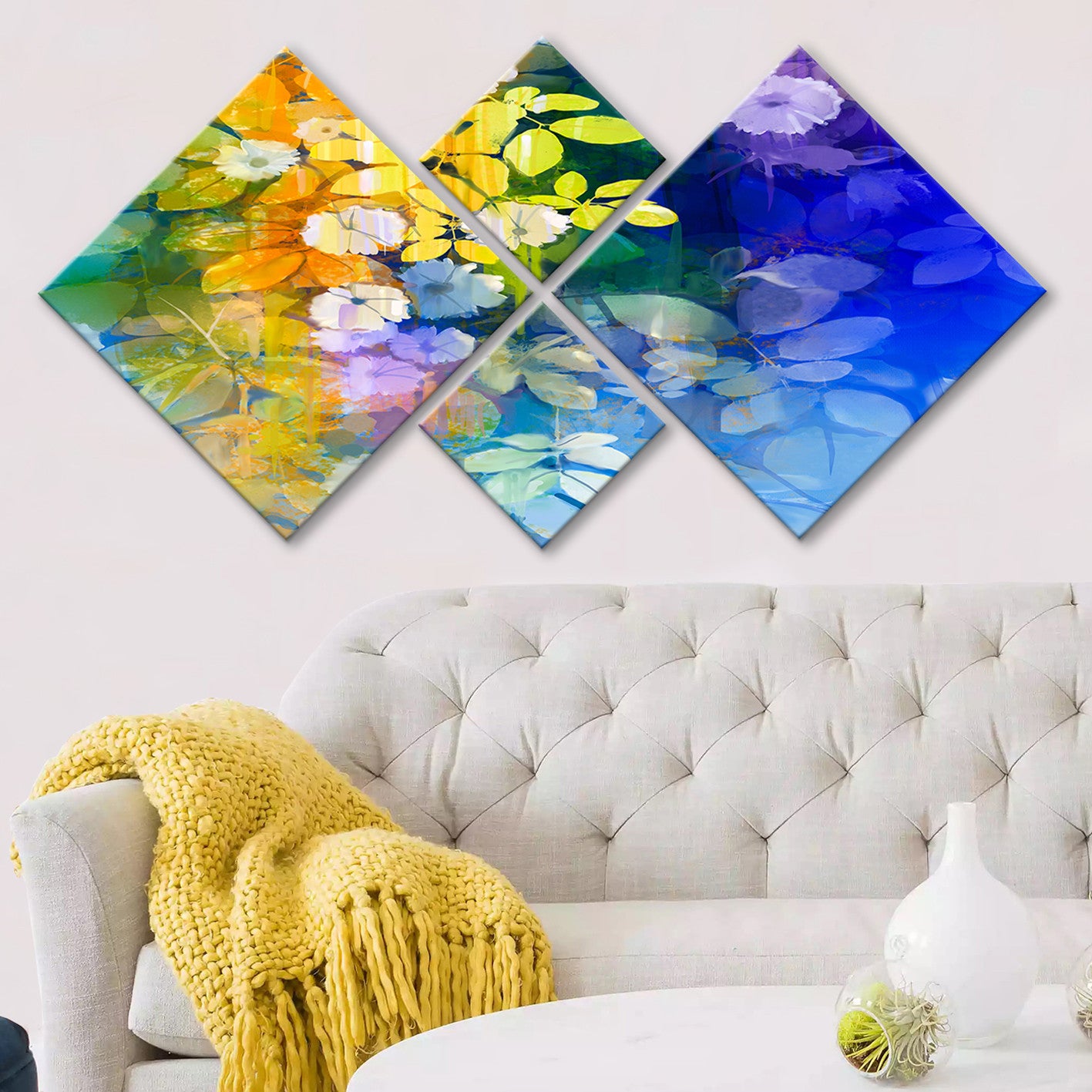 Conjunto Decorativo MDF Multicolor 4 Peças - Impressão UV Premium para Parede