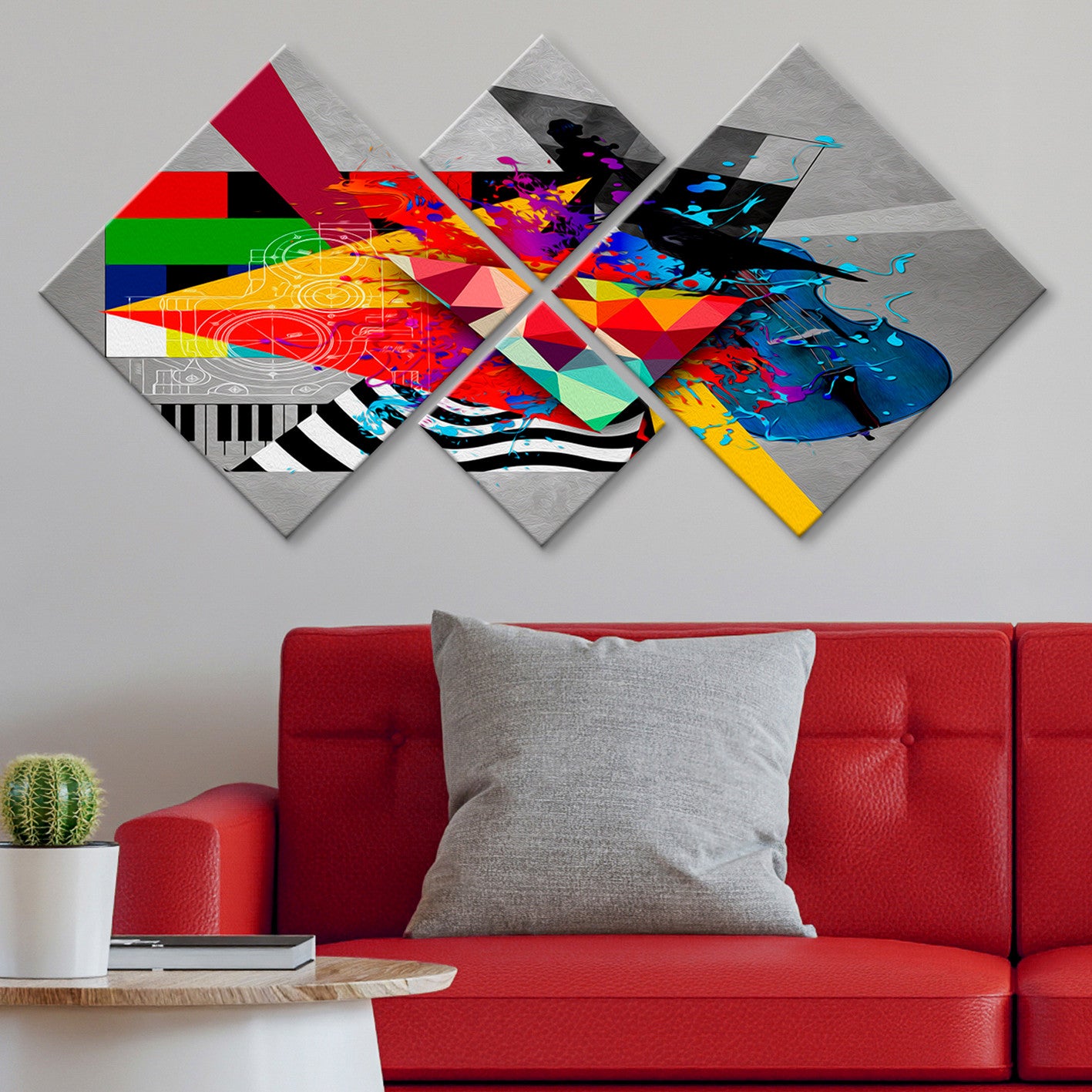 Conjunto Decorativo MDF Multicolor 4 Peças - Impressão UV Premium para Parede