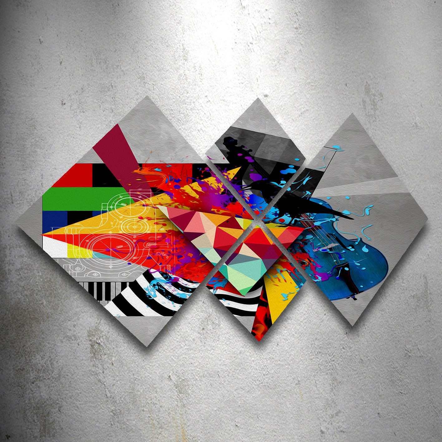 Conjunto Decorativo MDF Multicolor 4 Peças - Impressão UV Premium para Parede