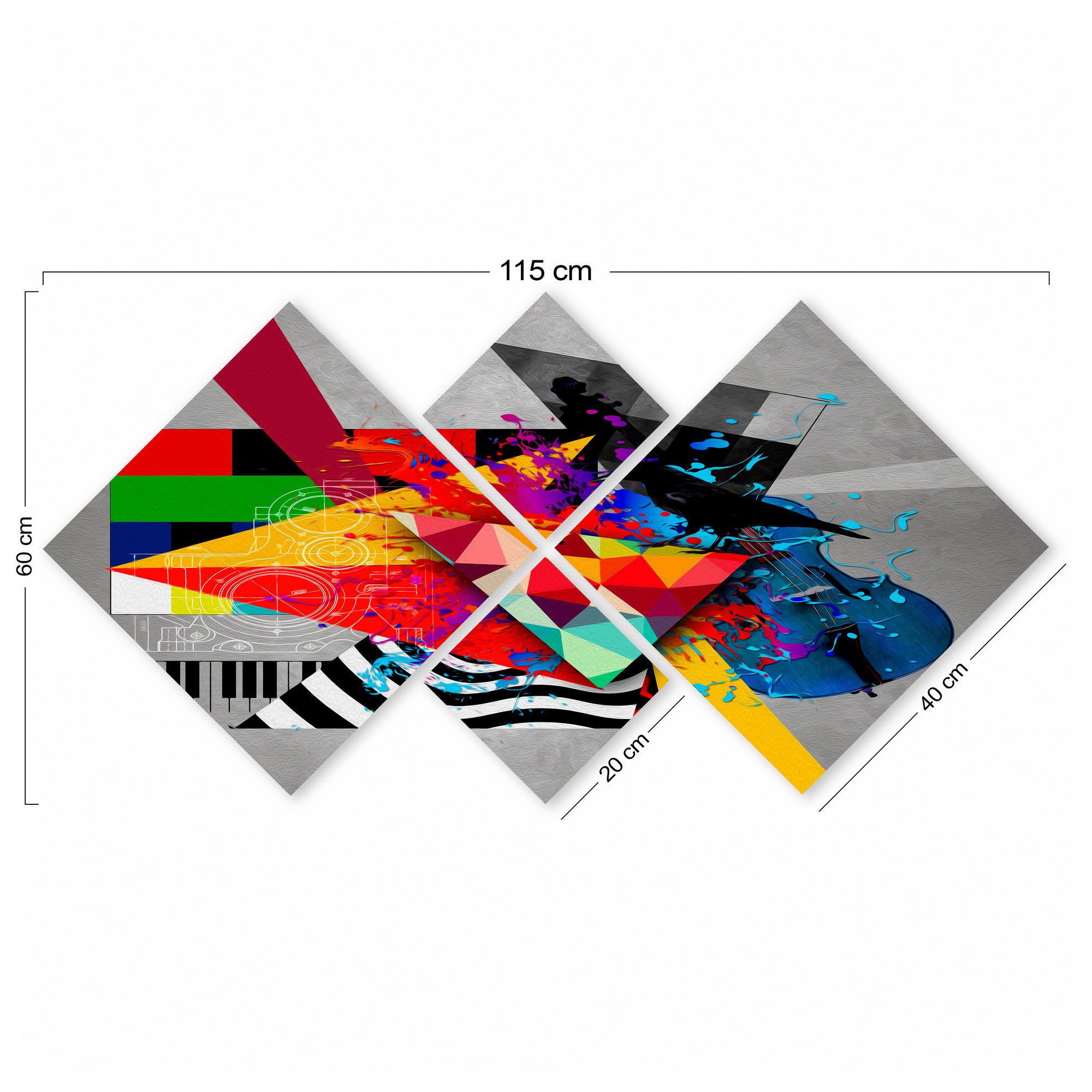 Conjunto Decorativo MDF Multicolor 4 Peças - Impressão UV Premium para Parede