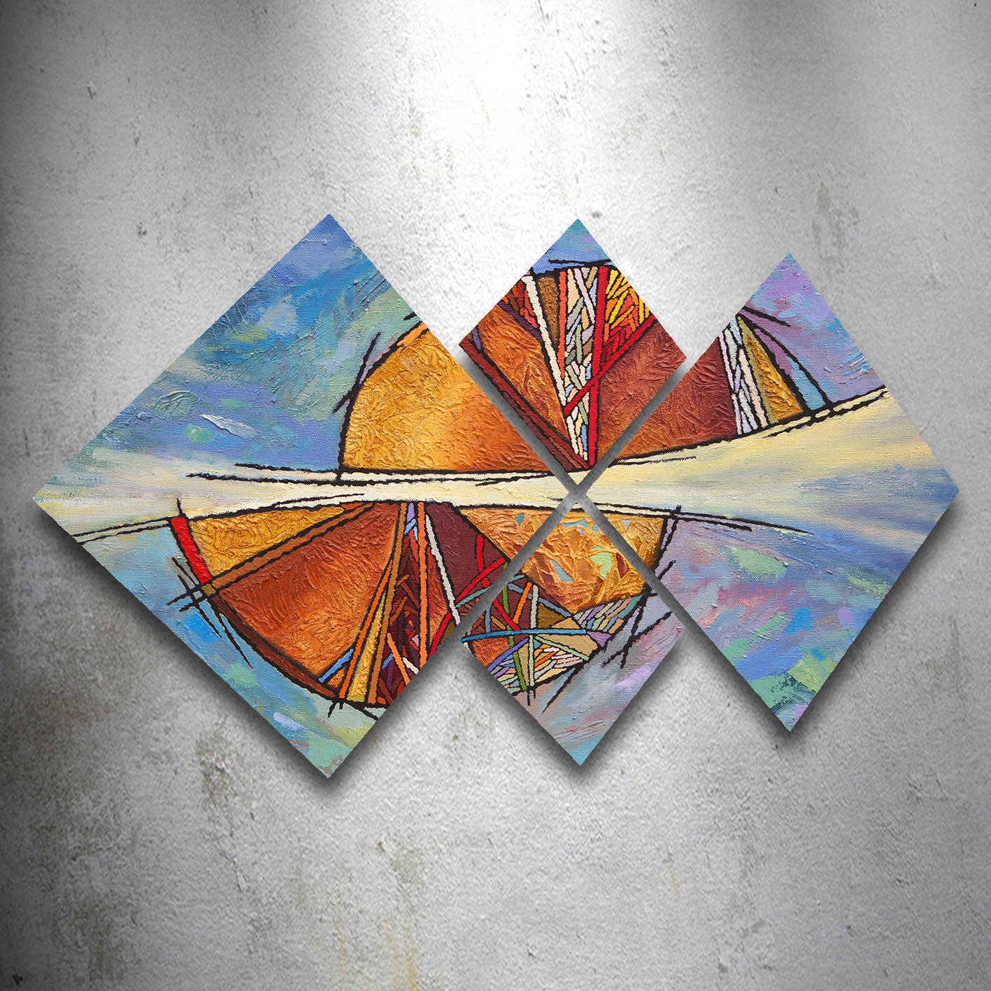 Conjunto Decorativo MDF Multicolor 4 Peças - Impressão UV Premium para Parede