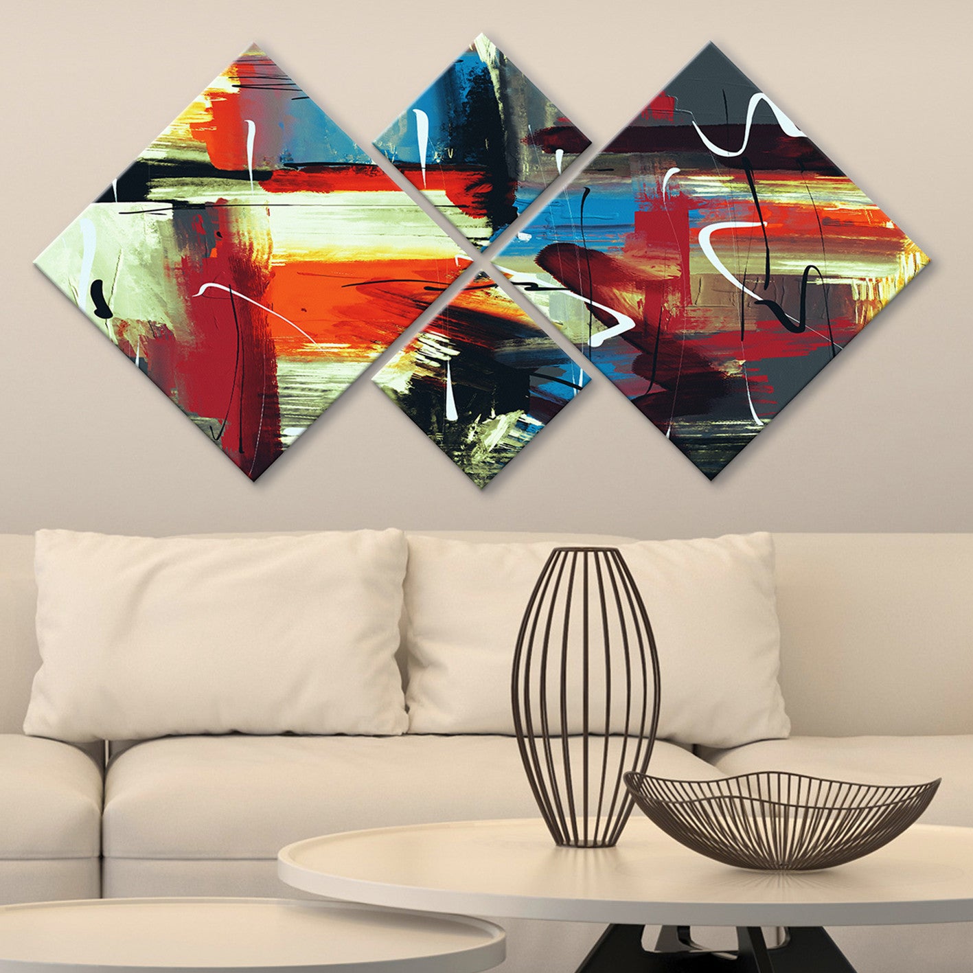 Conjunto Decorativo MDF Multicolor 4 Peças - Impressão UV Premium para Parede