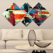 Conjunto Decorativo MDF Multicolor 4 Peças - Impressão UV Premium para Parede