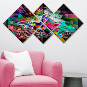 Conjunto Decorativo MDF Multicolor 4 Peças - Impressão UV Premium para Parede