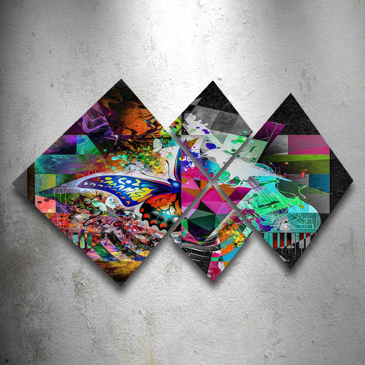 Conjunto Decorativo MDF Multicolor 4 Peças - Impressão UV Premium para Parede