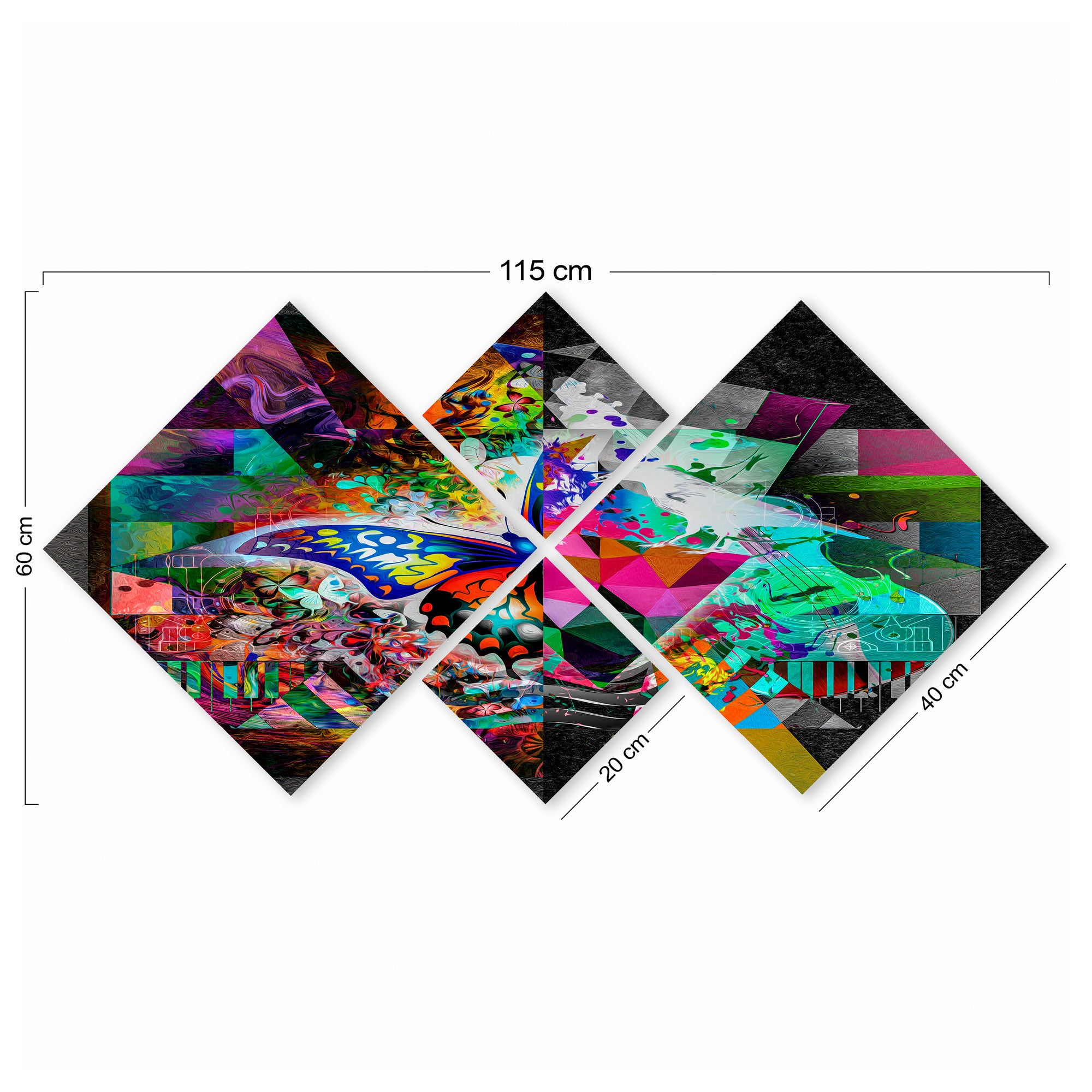 Conjunto Decorativo MDF Multicolor 4 Peças - Impressão UV Premium para Parede