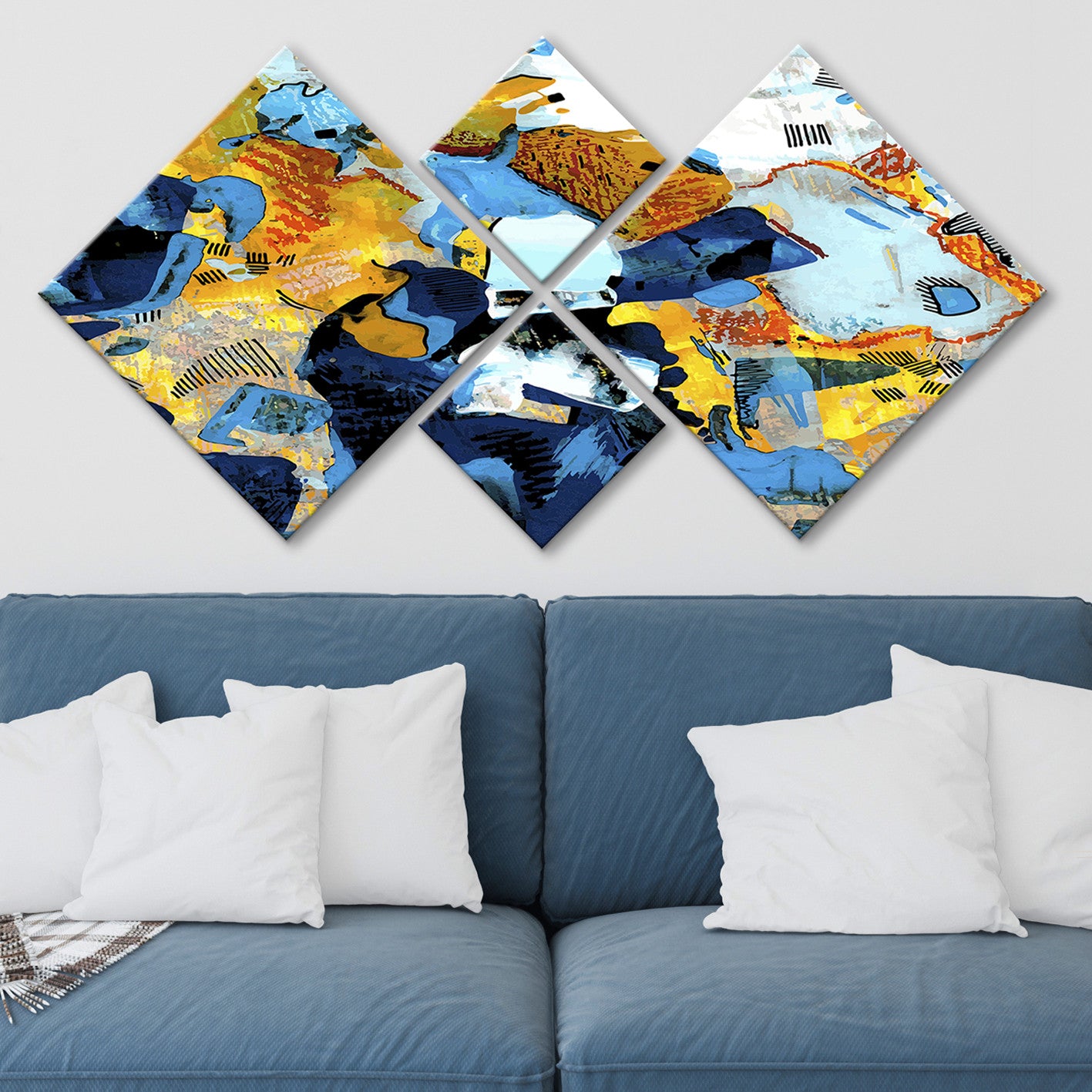 Conjunto Decorativo MDF Multicolor 4 Peças - Impressão UV Premium para Parede