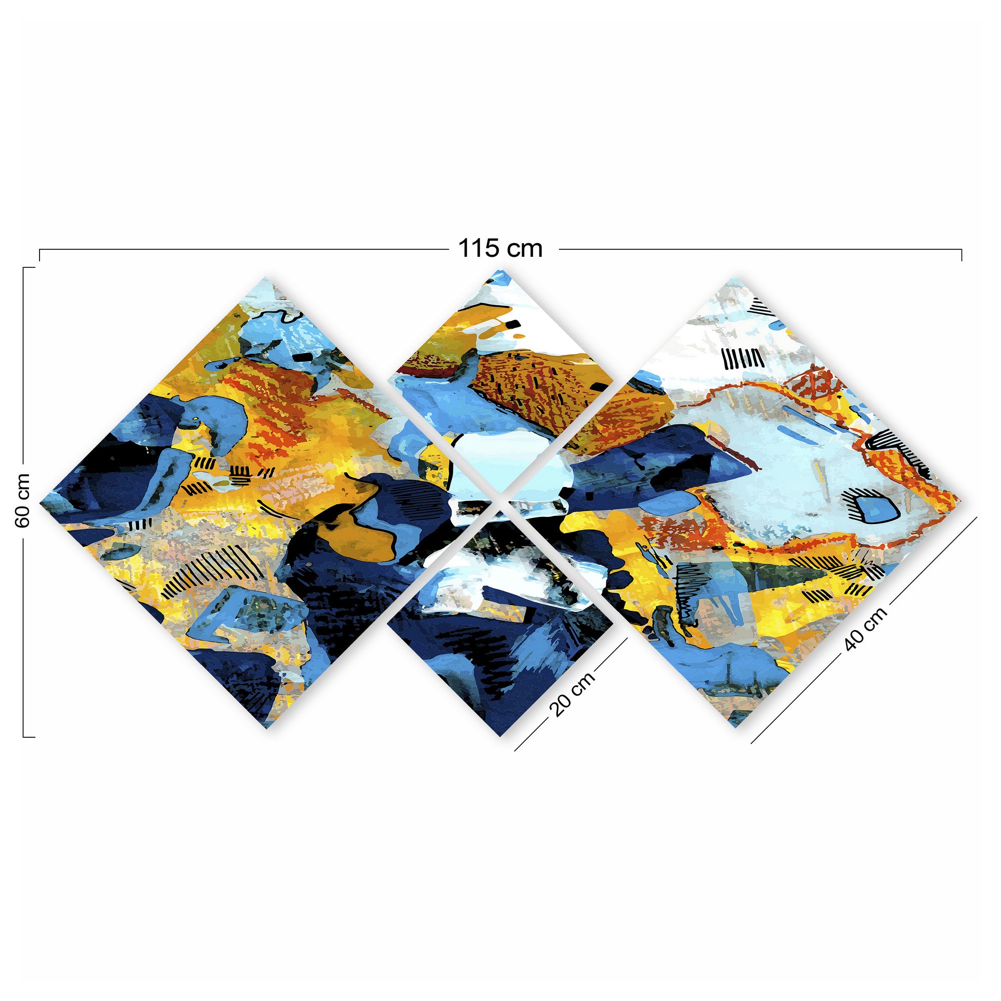 Conjunto Decorativo MDF Multicolor 4 Peças - Impressão UV Premium para Parede