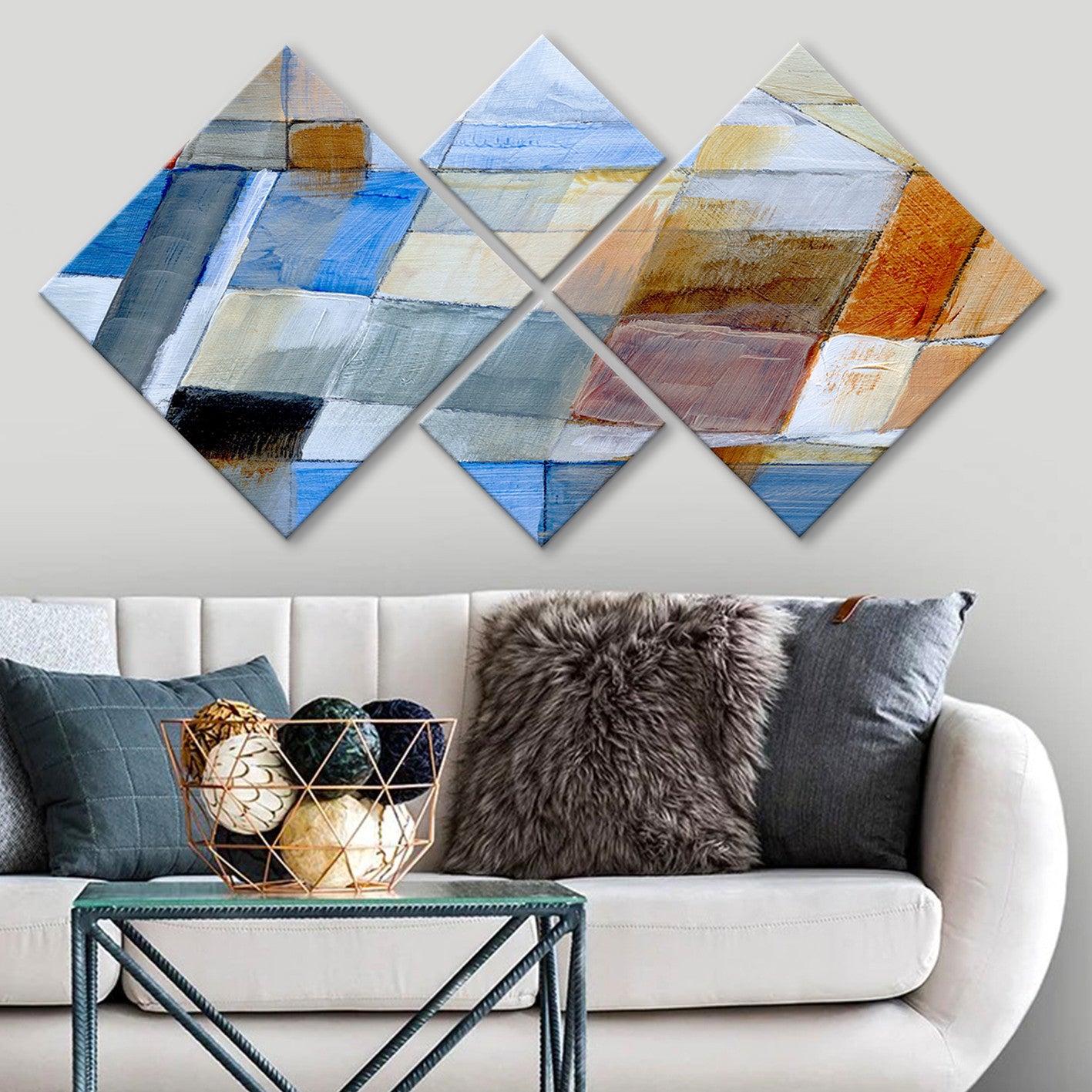 Conjunto Decorativo MDF Multicolor 4 Peças - Impressão UV Premium para Parede