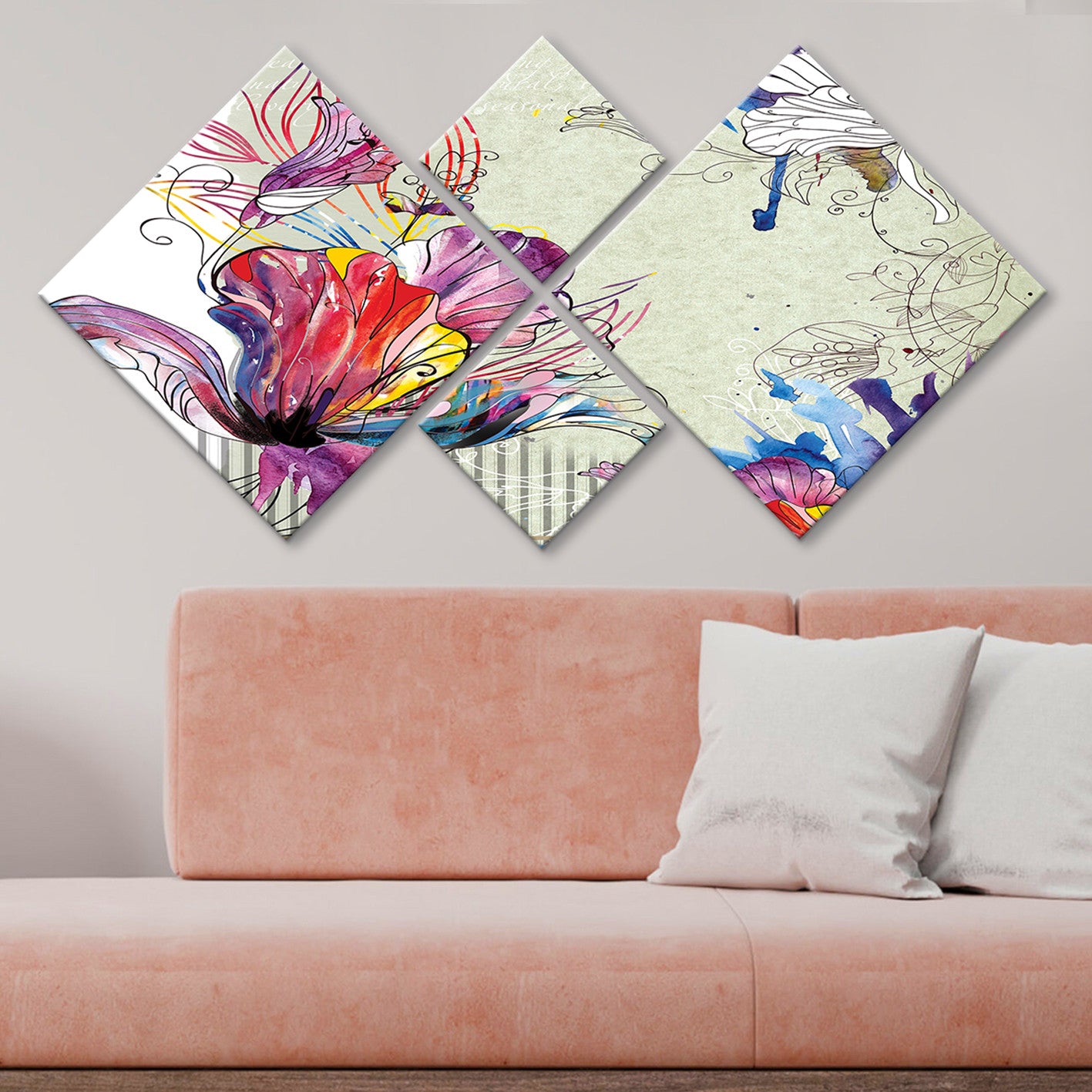 Conjunto Decorativo MDF Multicolor 4 Peças - Impressão UV Premium para Parede