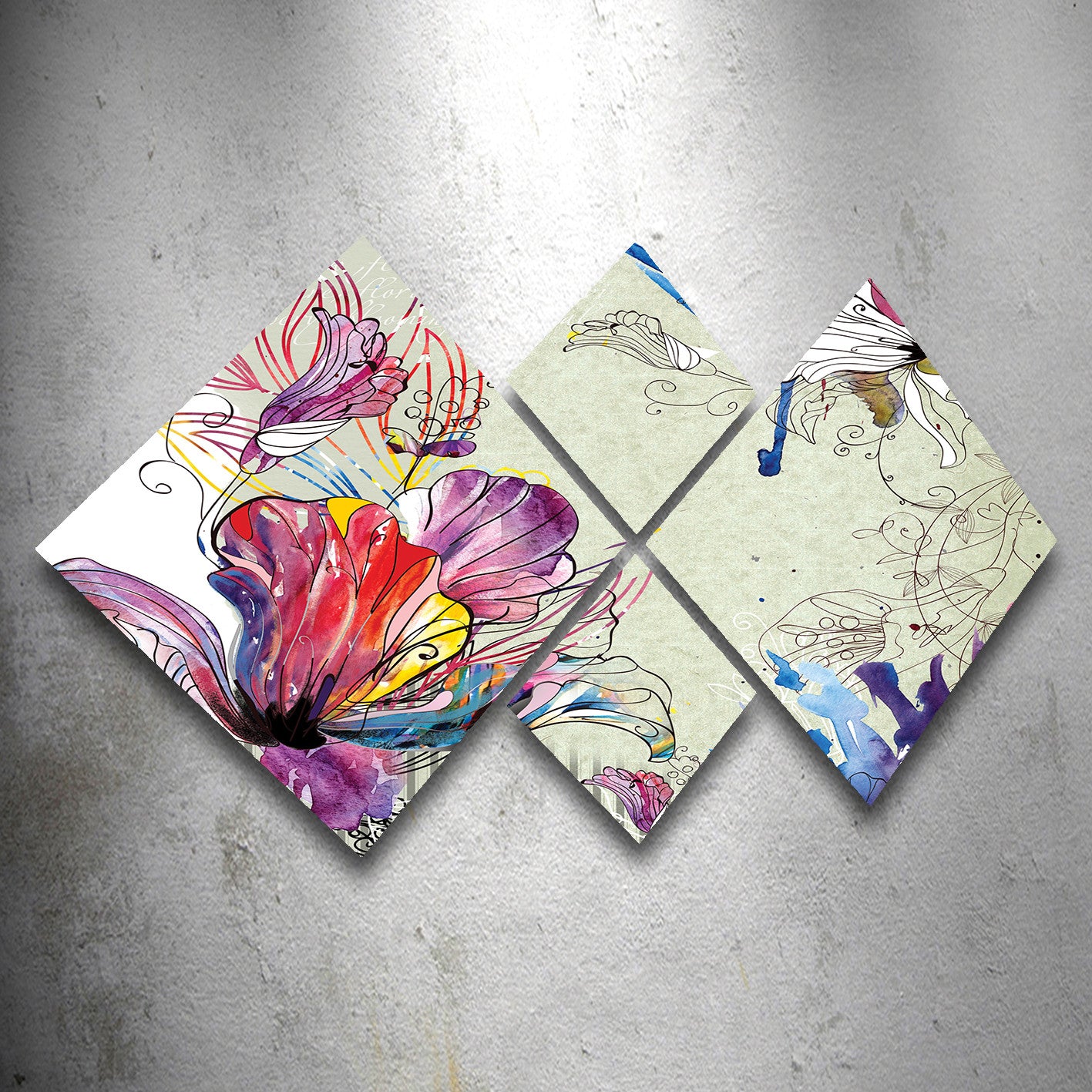 Conjunto Decorativo MDF Multicolor 4 Peças - Impressão UV Premium para Parede