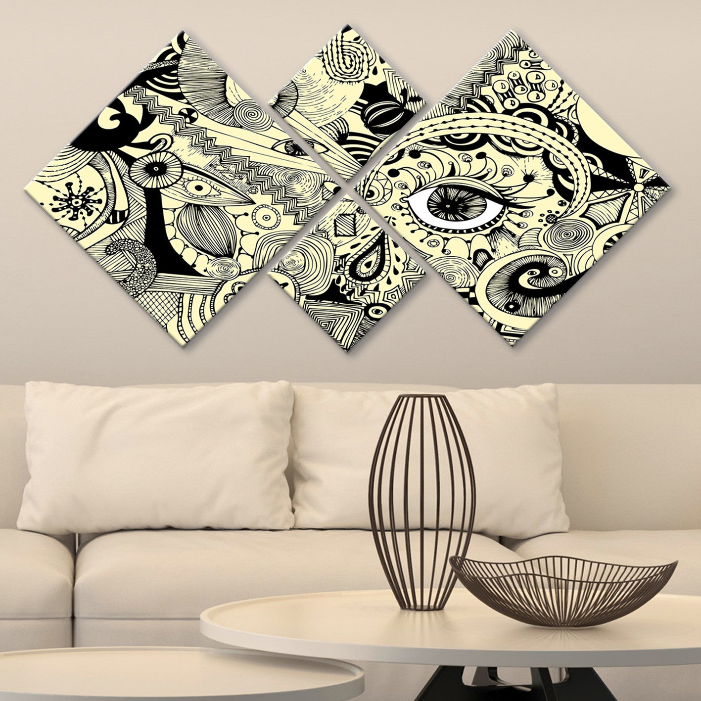 Conjunto Decorativo MDF Multicolor 4 Peças - Impressão UV Premium para Parede