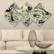 Conjunto Decorativo MDF Multicolor 4 Peças - Impressão UV Premium para Parede