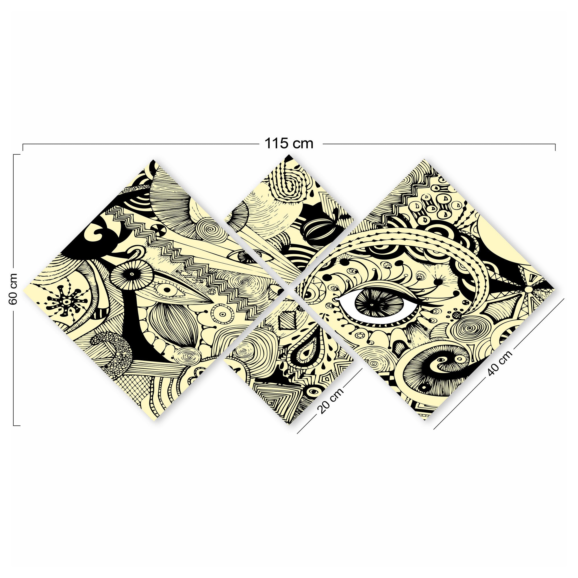 Conjunto Decorativo MDF Multicolor 4 Peças - Impressão UV Premium para Parede