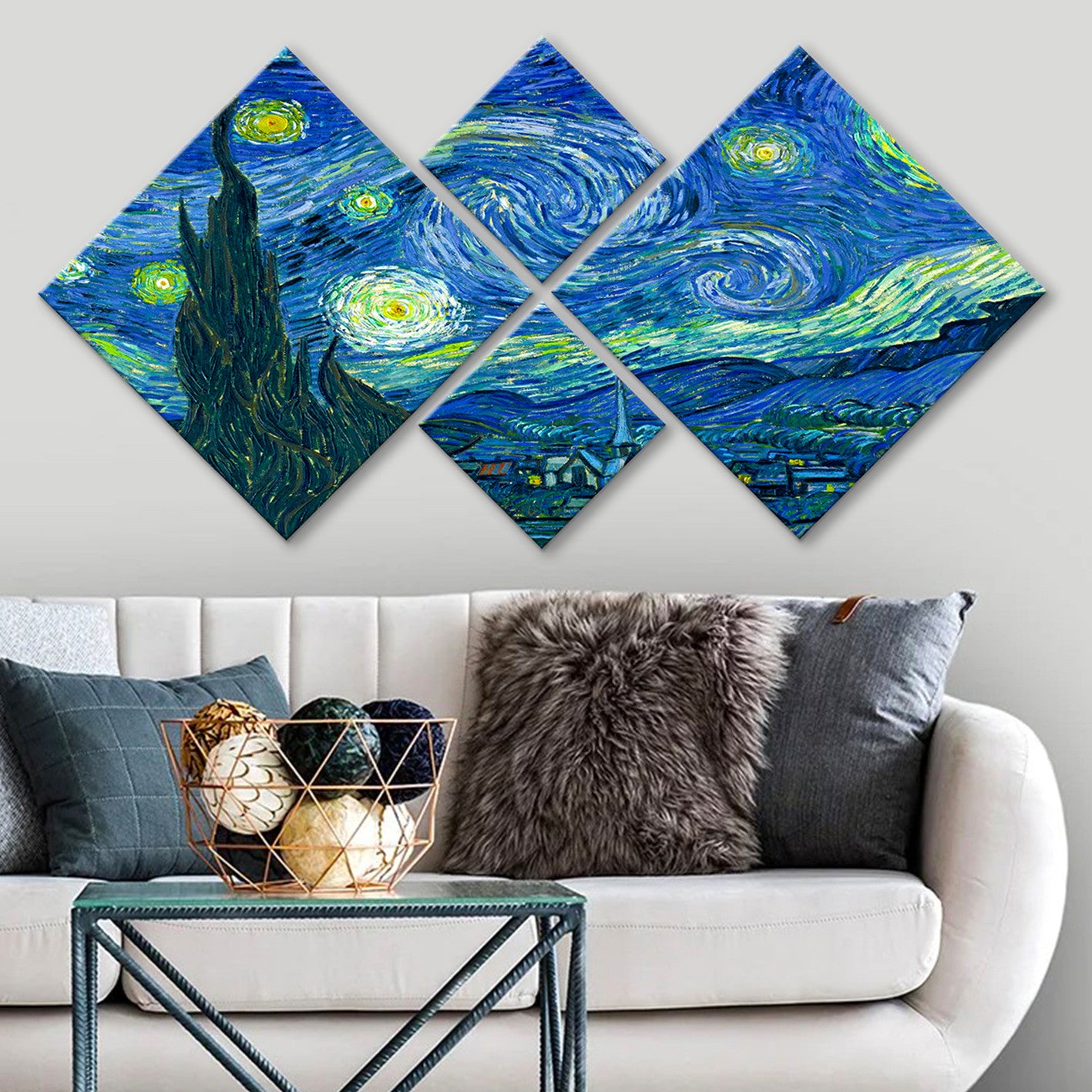 Conjunto Decorativo MDF Multicolor 4 Peças - Impressão UV Premium para Parede