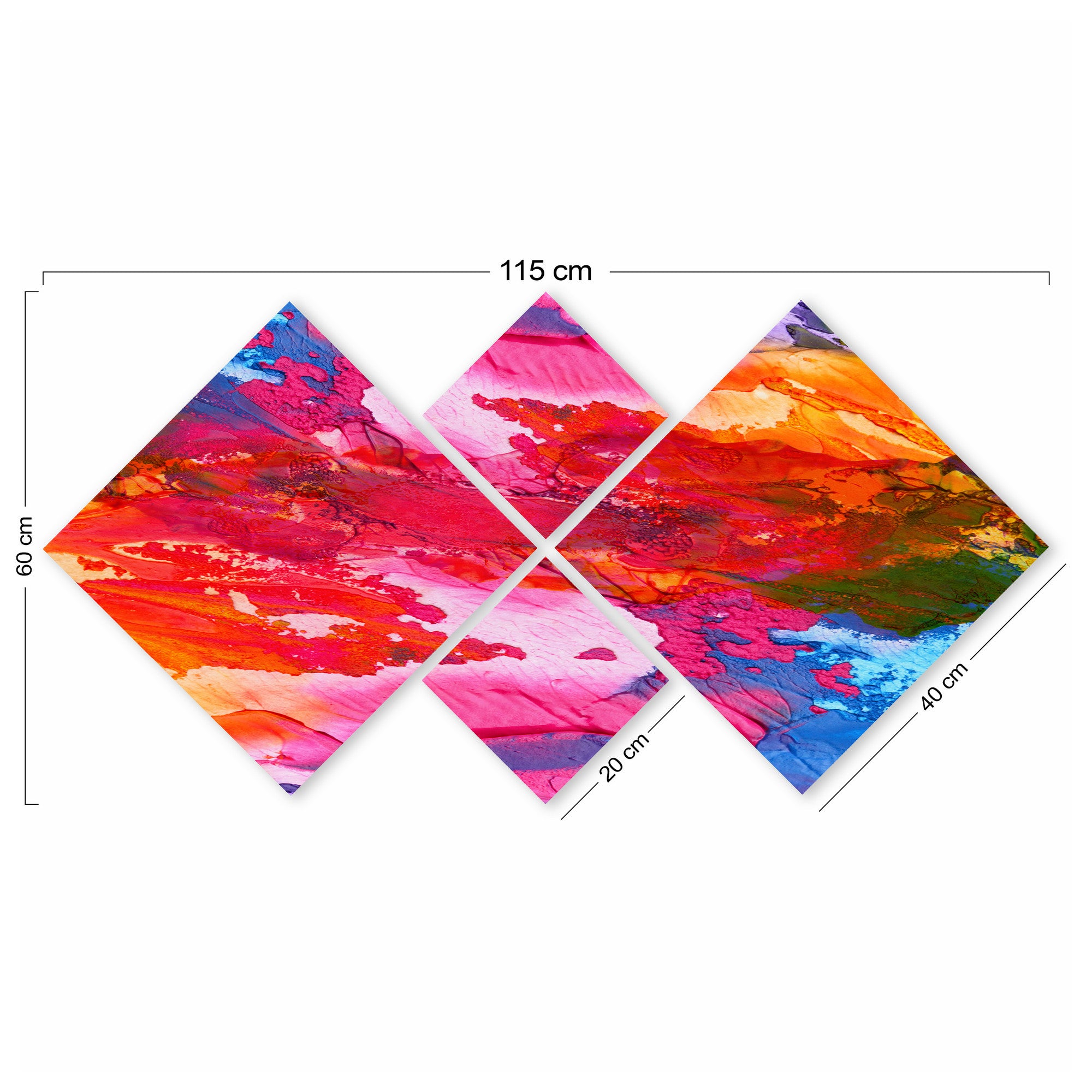 Conjunto Decorativo MDF Multicolor 4 Peças - Impressão UV Premium para Parede