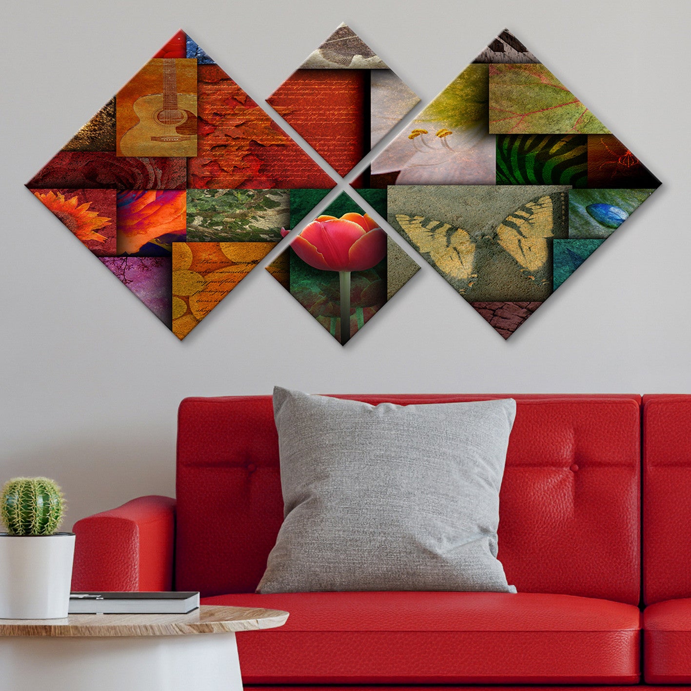 Conjunto Decorativo MDF Multicolor 4 Peças - Impressão UV Premium para Parede