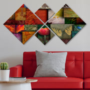 Conjunto Decorativo MDF Multicolor 4 Peças - Impressão UV Premium para Parede