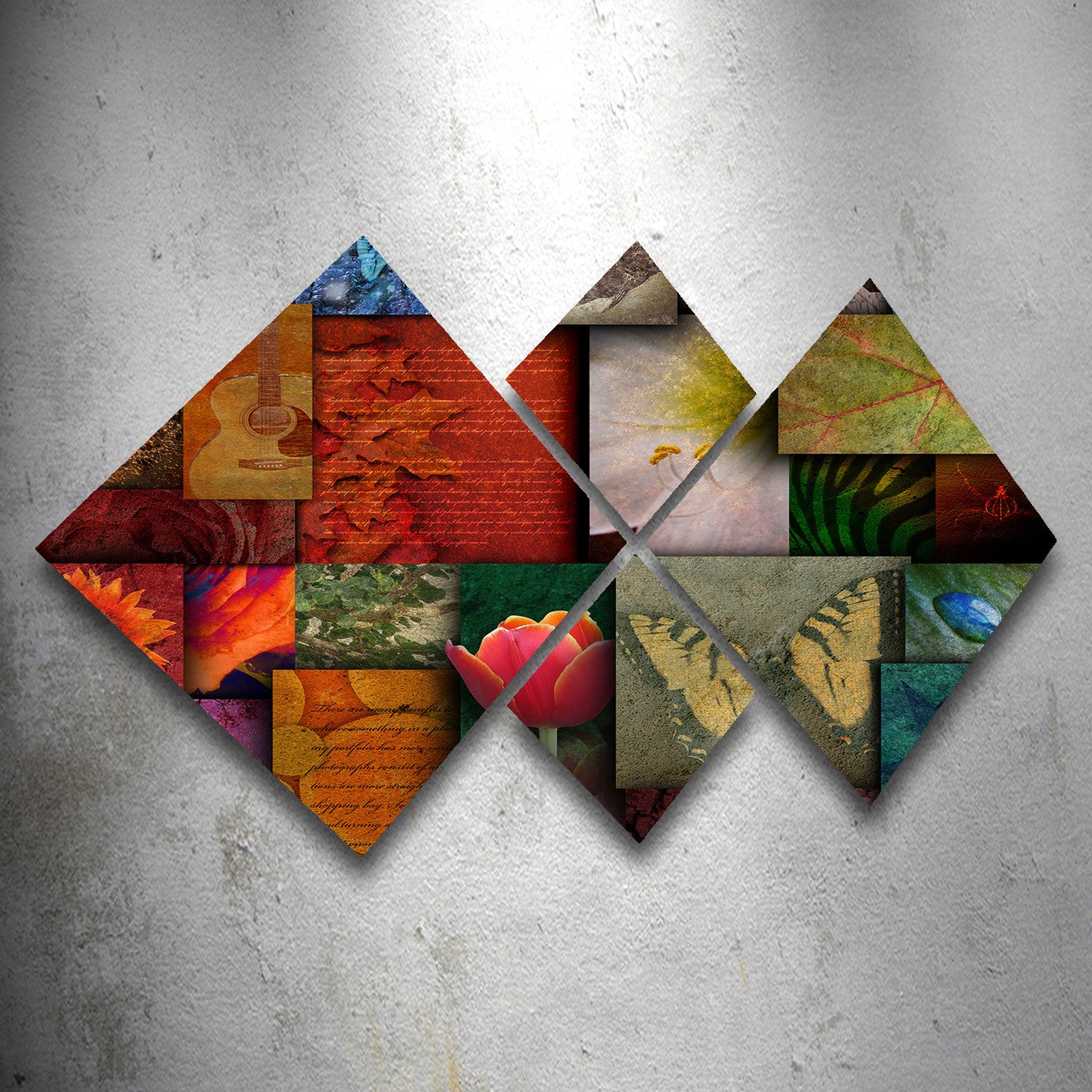 Conjunto Decorativo MDF Multicolor 4 Peças - Impressão UV Premium para Parede