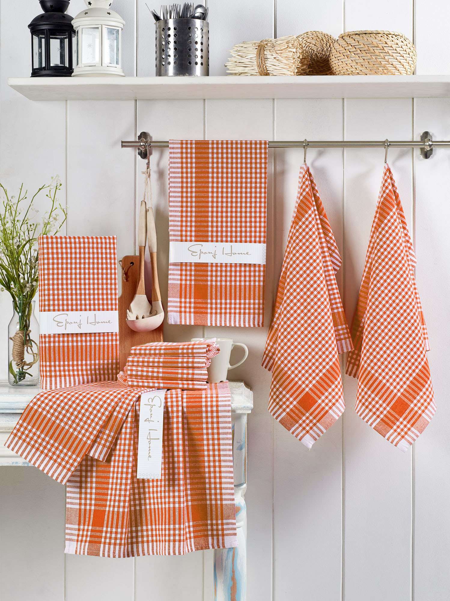 Conjunto de toalhas de rosto – 45 x 65 cm – Laranja – Algodão/Poliéster